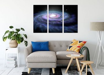Pixxprint Leinwandbild Sternenwirbel Galaxie, Sternenwirbel Galaxie 3Teiler (120x80cm) (1 St), Leinwandbild fertig bespannt, inkl. Zackenaufhänger