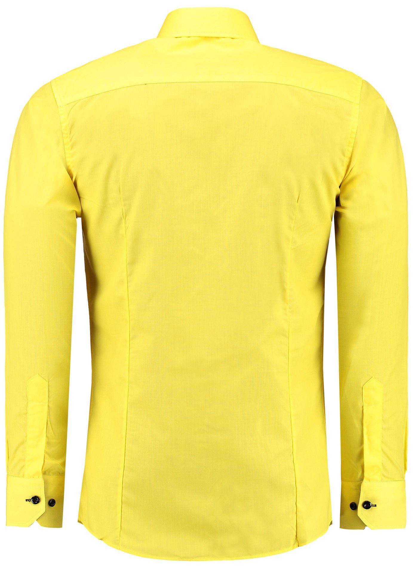 J'S FASHION Businesshemd JS12105 Slim Fit Langarm Herren Hemd mit farblich abgesetzten Elementen, Langarm Kentkragen Uni