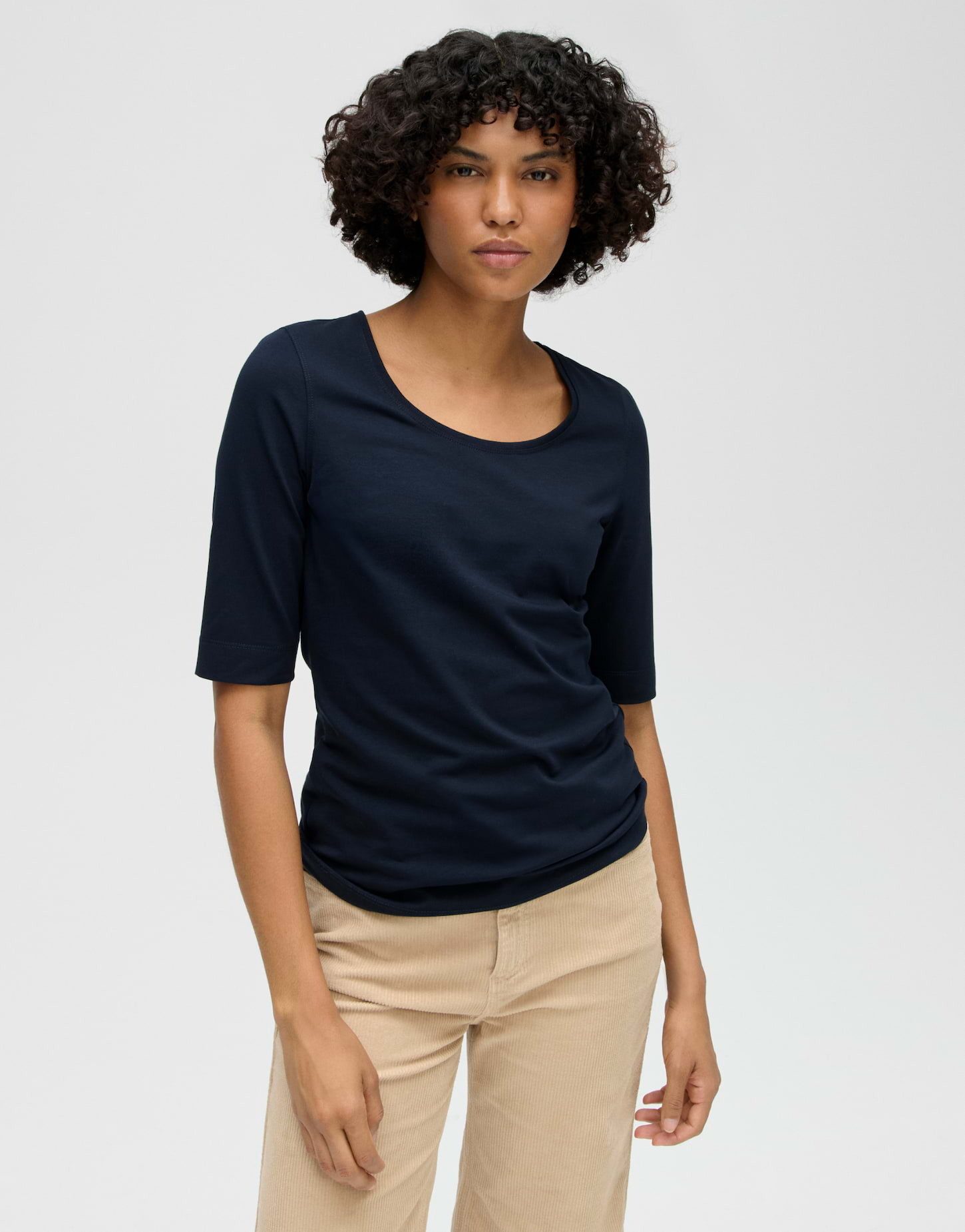 OPUS Kurzarmshirt Kurzarmshirt aus Jersey Slim Shirt aus Jersey