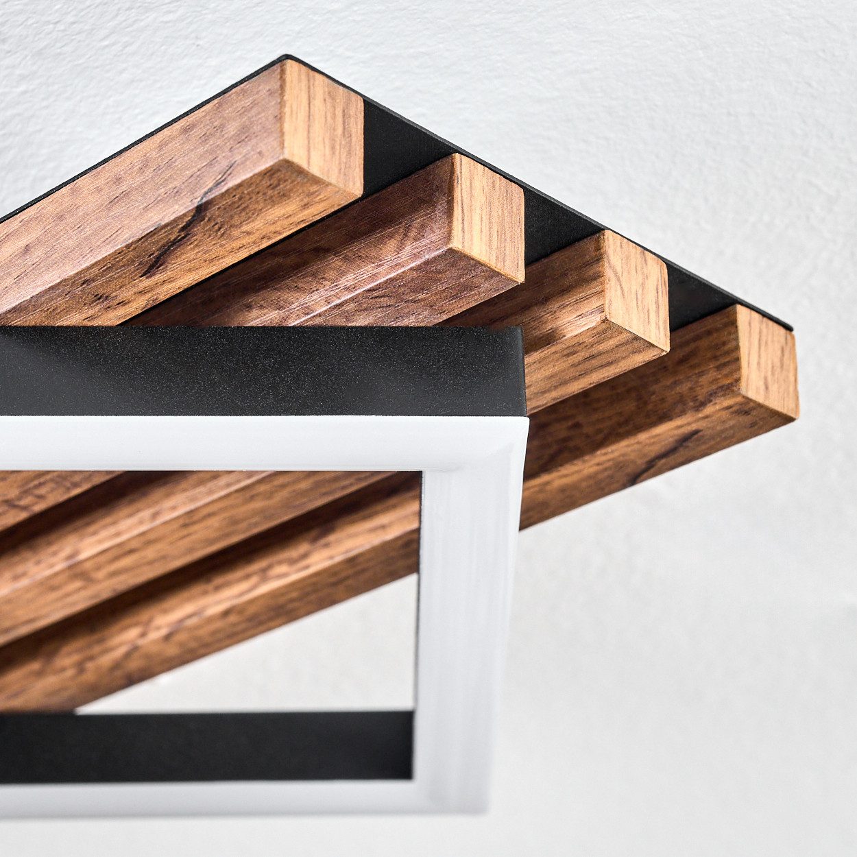 hofstein Deckenleuchte Deckenlampe aus Metall/MDF/Kunststoff, ohne Leuchtmittel, moderne Deckenleuchte in Schwarz/Holzoptik/Braun/Weiß