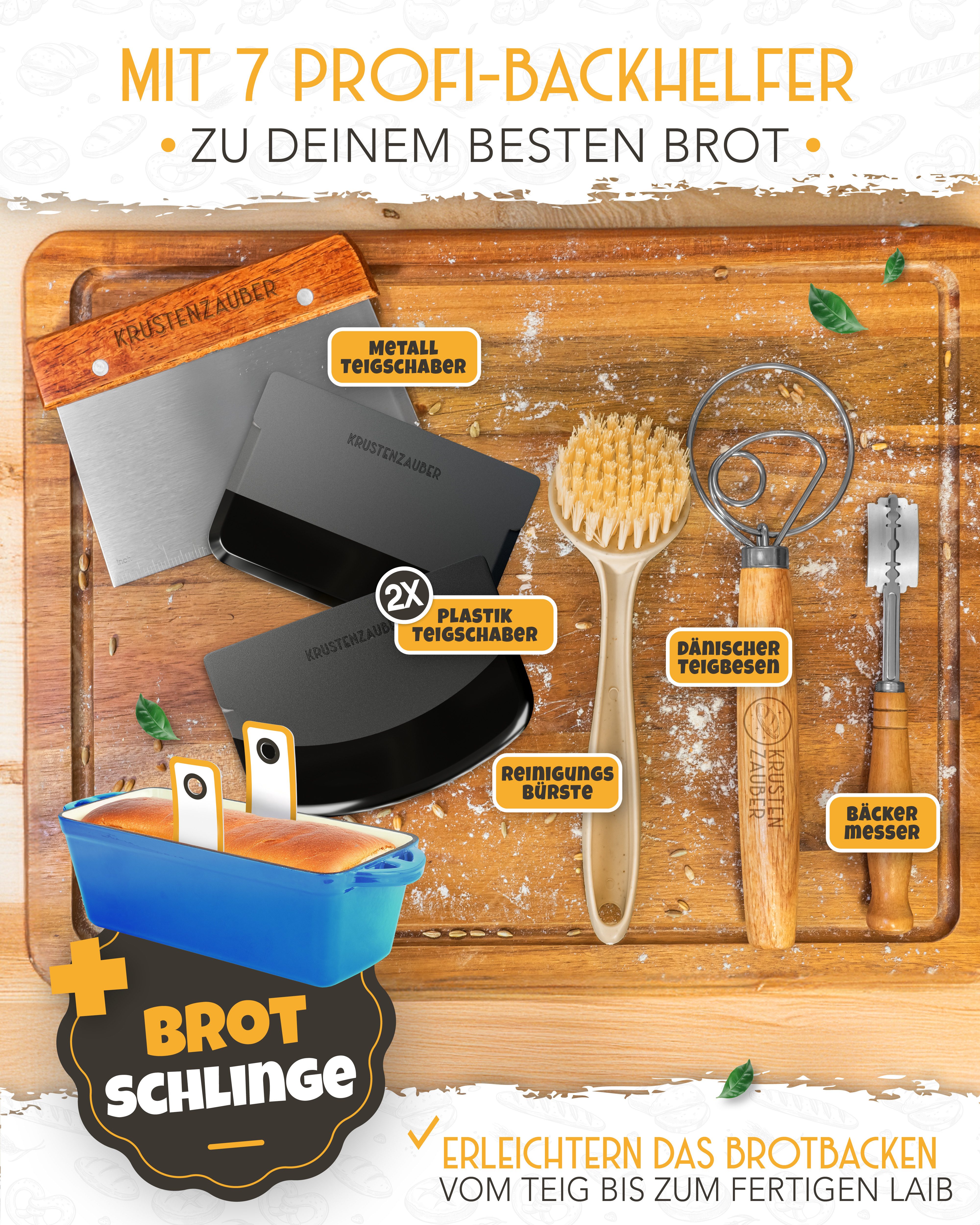 Krustenzauber Brotbackform Emaille Brotbackform 28cm mit Deckel im Komplettset, Kastenform Brot