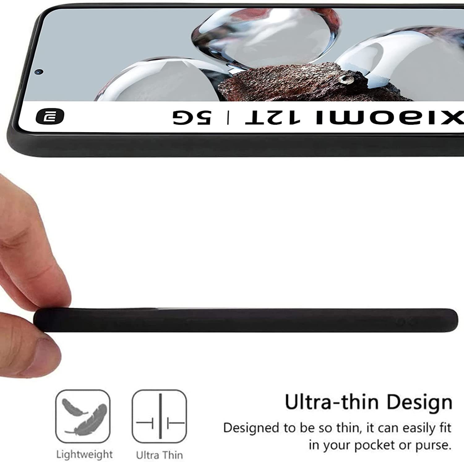 MSM Handyhülle Hülle für Xiaomi 12T / 12T Pro 5G Schwarz Matt Silikon Schutz Slim