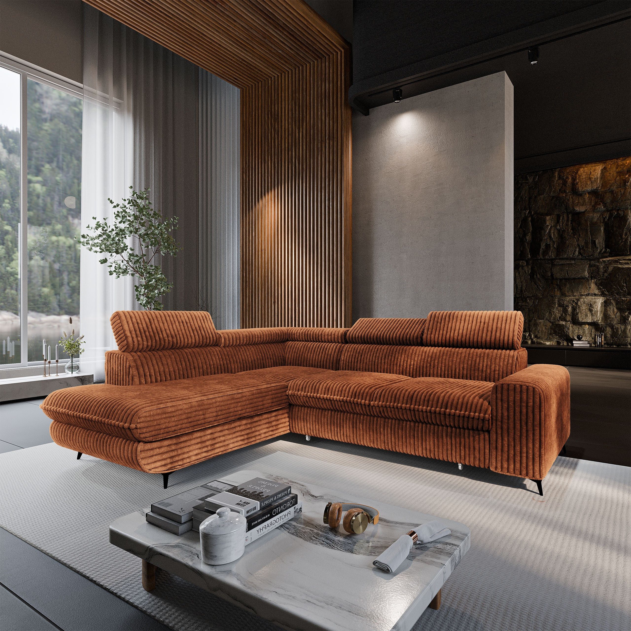 Masseno Ecksofa VELISS mit Schlaffunktion L-Form, Sofa mit Bettkasten