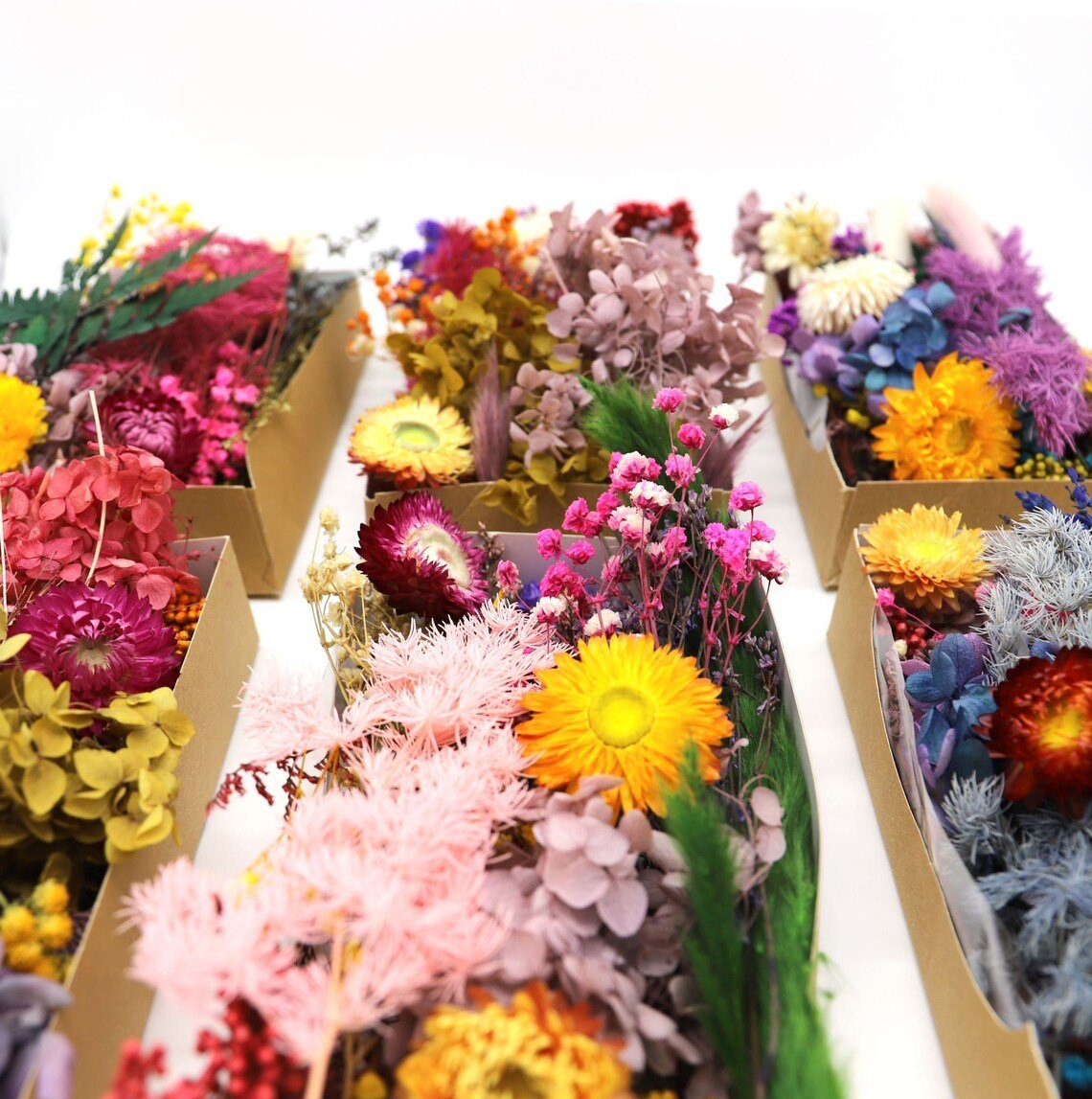 Trockenblume Box mit getrockneten Blumen Kunstharz.Art Mix, Zufälliger 