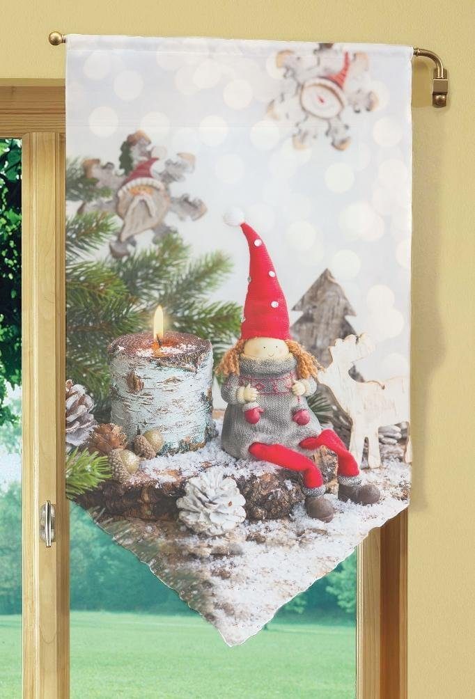 HOME WOHNIDEEN Scheibengardine WEIHNACHTSWICHTEL, Stangendurchzug (1 günstig online kaufen