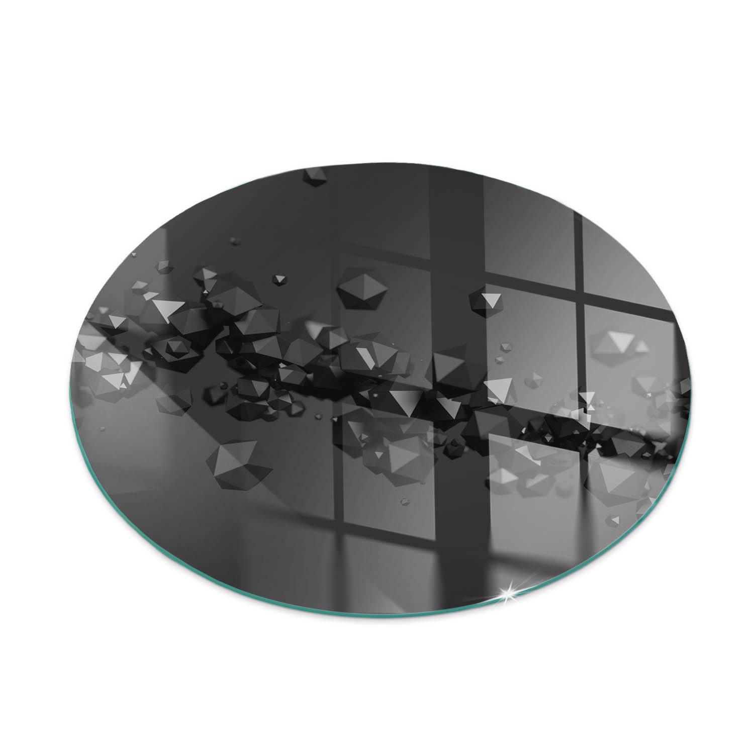 Tulup Bodenschutzplatte Schwarz Abstrakte Formen, Gehärtetem Glas Schutzplatte für Kaminöfen