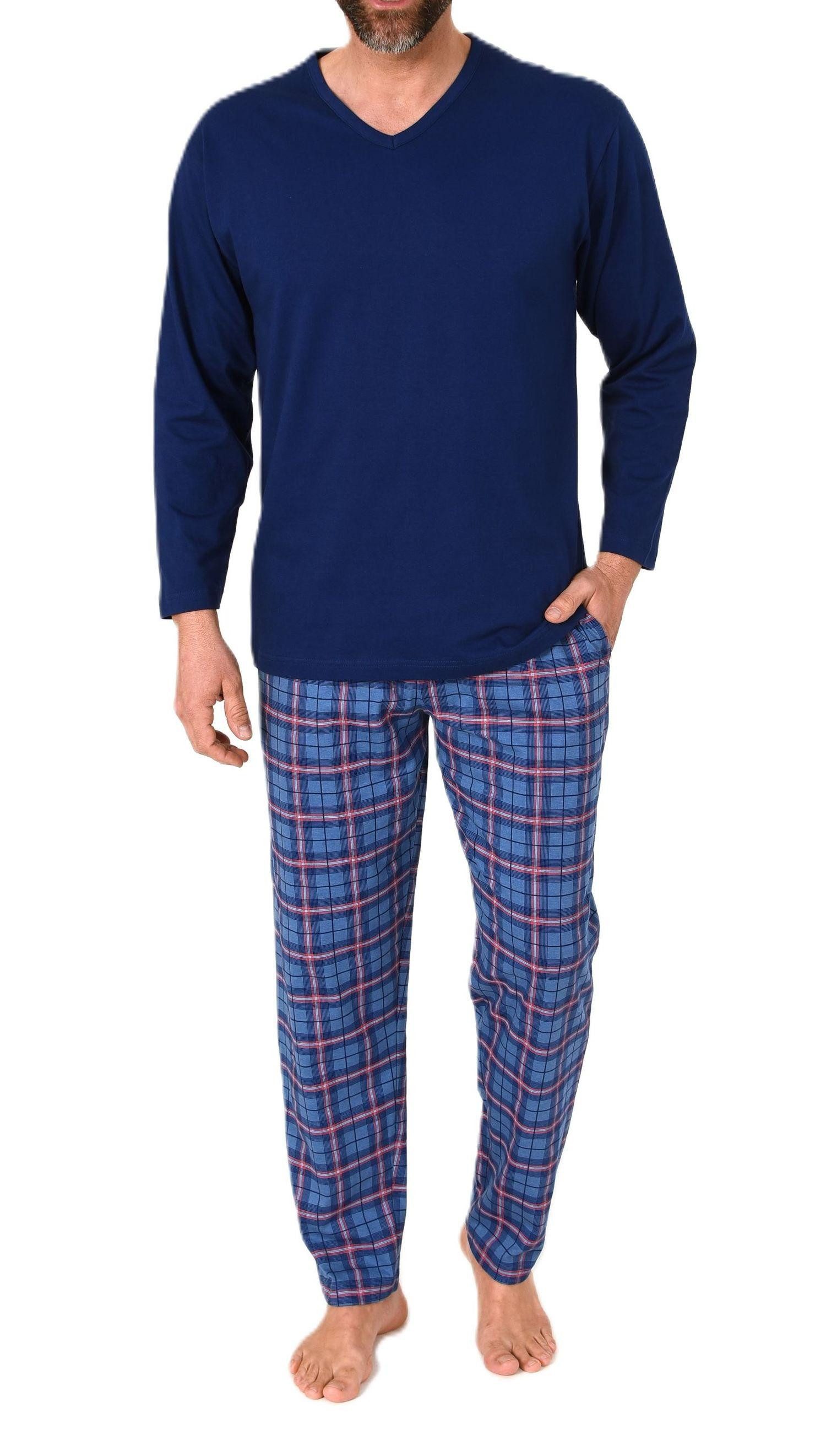 Normann Pyjama Normann Herren Schlafanzug lang mit Karo Hose - auch in Übergröße