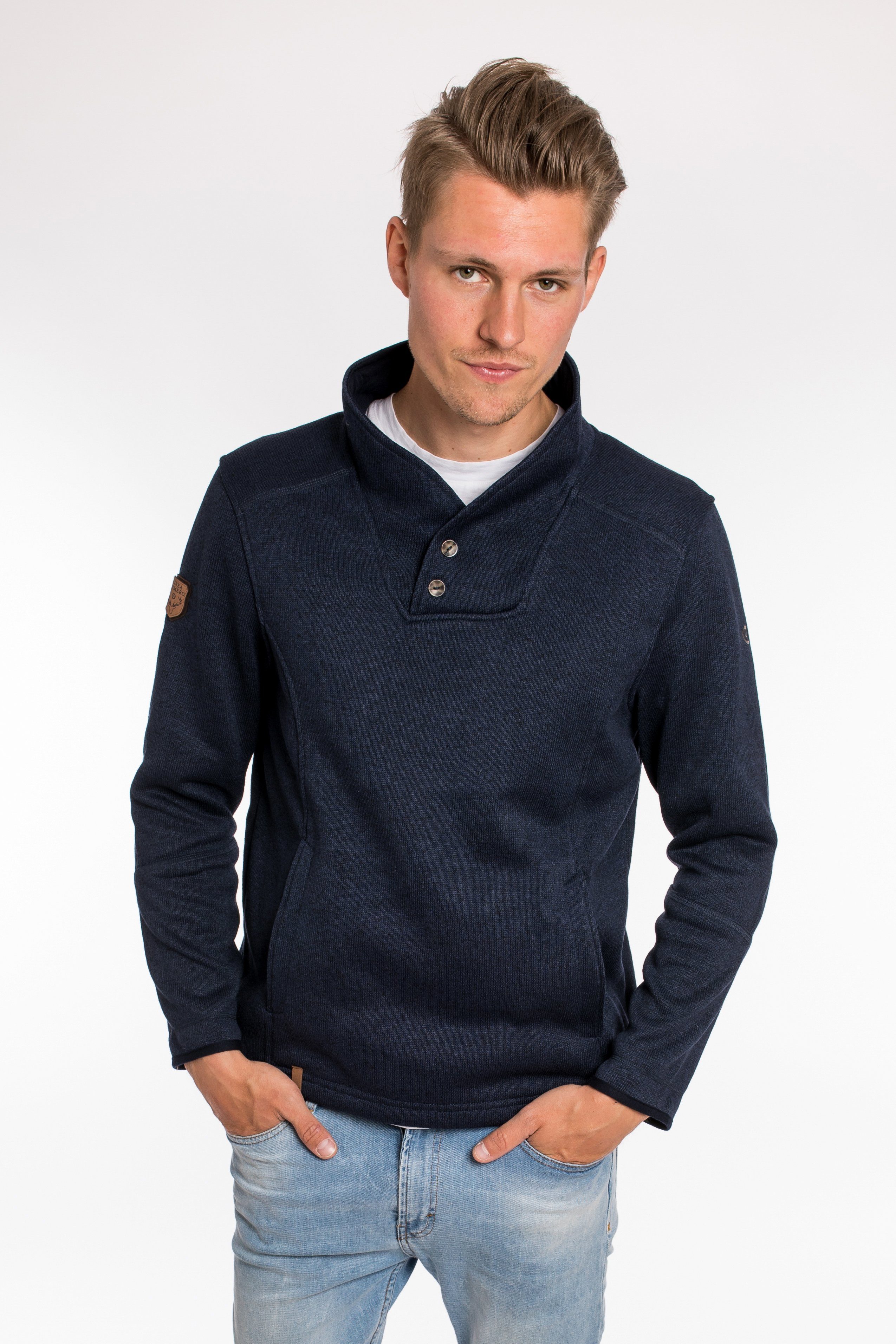 DEPROC Active Strickfleece-Pullover Feinstrick-Troyer HAYNESWOOD MEN CS mit  Knopfleiste