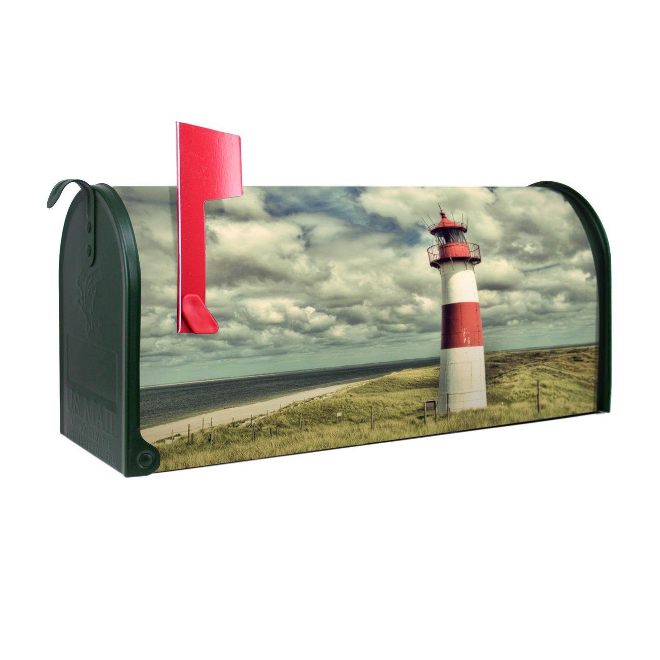 banjado Amerikanischer Briefkasten Mailbox Leuchtturm Sylt (Amerikanischer Briefkasten, original aus Mississippi USA), 22 x 17 x 51 cm