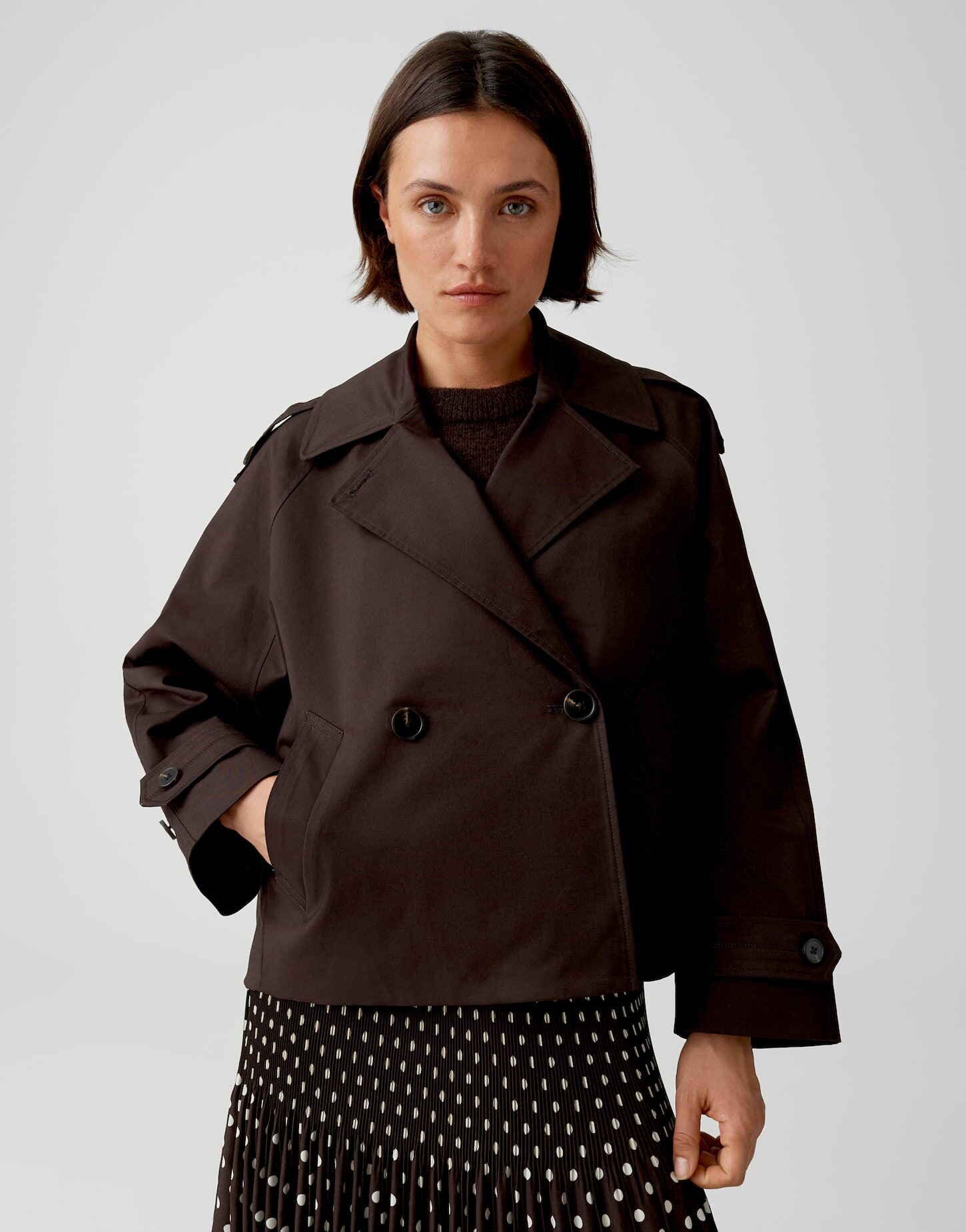 OPUS Trenchcoat Trenchjacke aus Baumwoll Mix Loose Fit Windklappe am Rücken