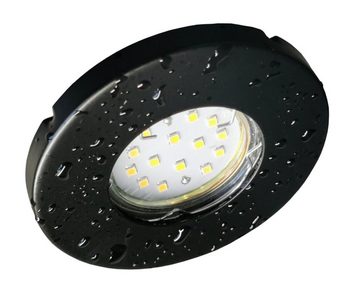 TRANGO LED Einbauleuchte, 6er Set 6729IP-065BAK IP44 LED Einbaustrahler in Schwarz matt inkl. 6x 3 Watt GU10 LED Leuchtmittel 3000K warmweiß & GU10 Fassung, Außen, Einbauleuchte, Badleuchte, Deckenleuchte, Deckenstrahler