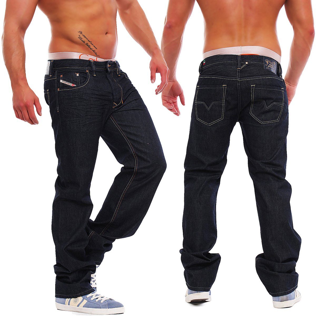 Gerade Jeans Diesel Herren Denim Jeans Larkee 008Z8 Rinse Deep Dark Wash