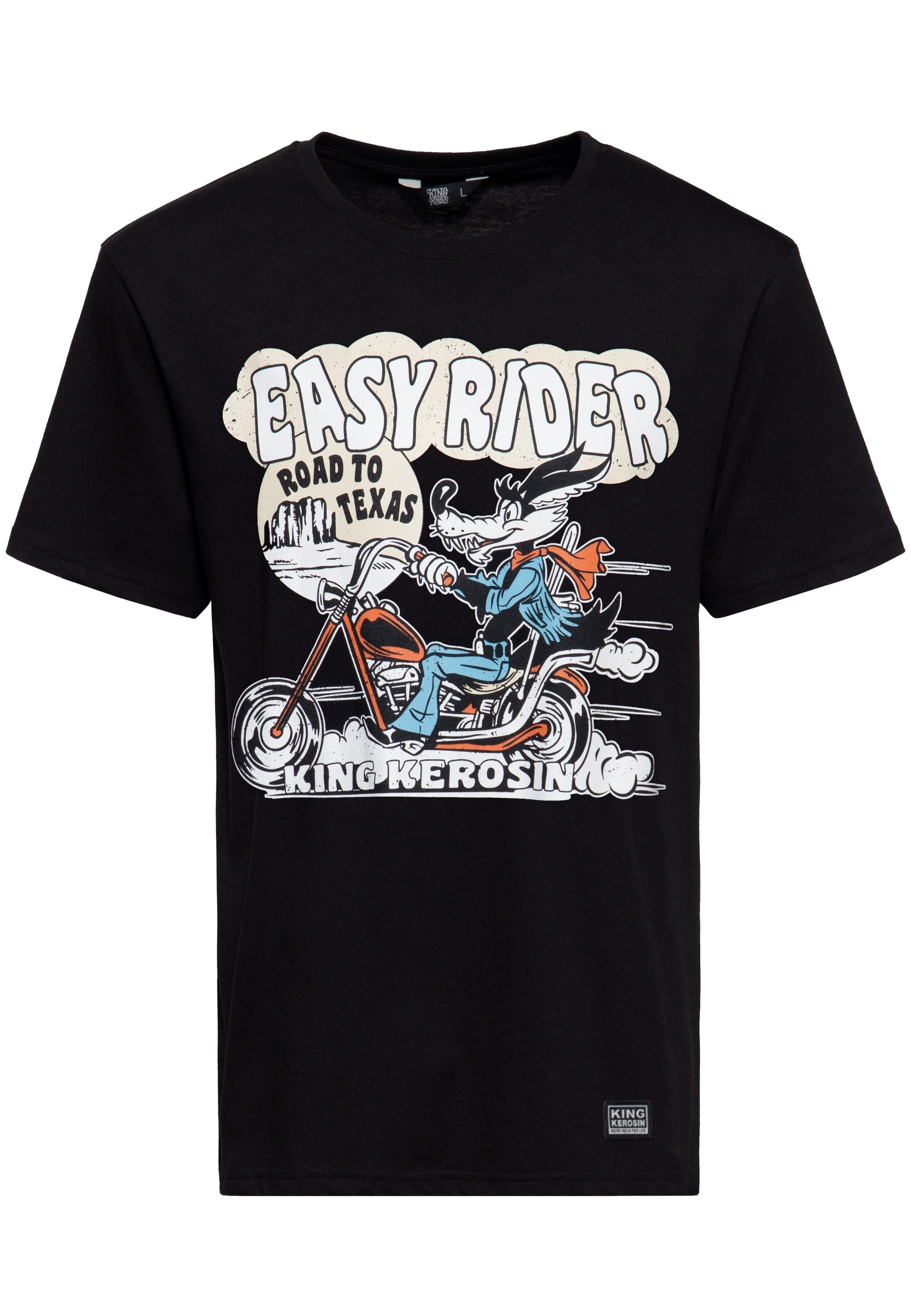 KingKerosin Print-Shirt Easy Rider (1-tlg) mit Vintage Cartoon-Motiv