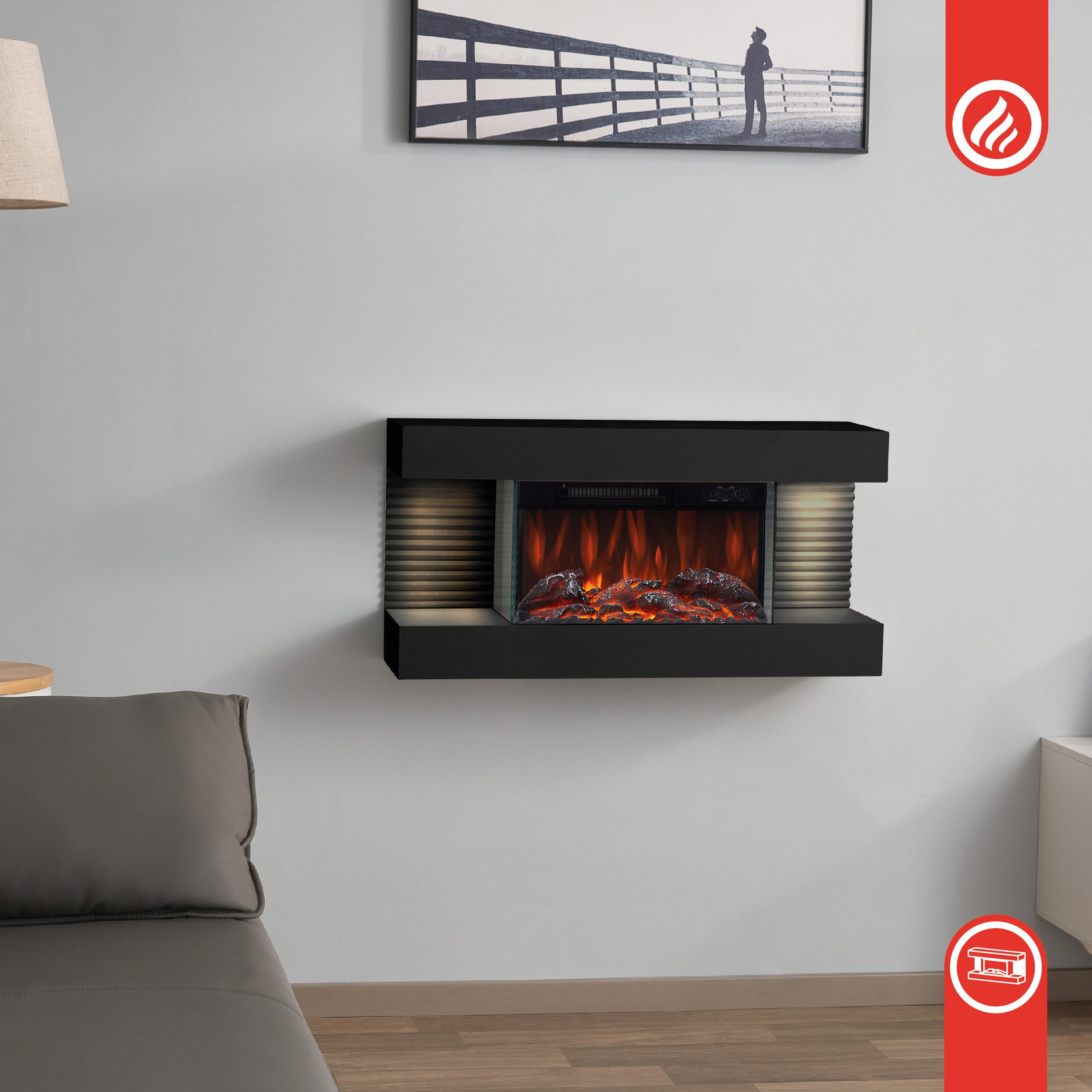 KAMINIO Elektrokamin LIZ, Elektrischer Kamin: 3D-Flammeneffekt, LED-Ambient günstig online kaufen