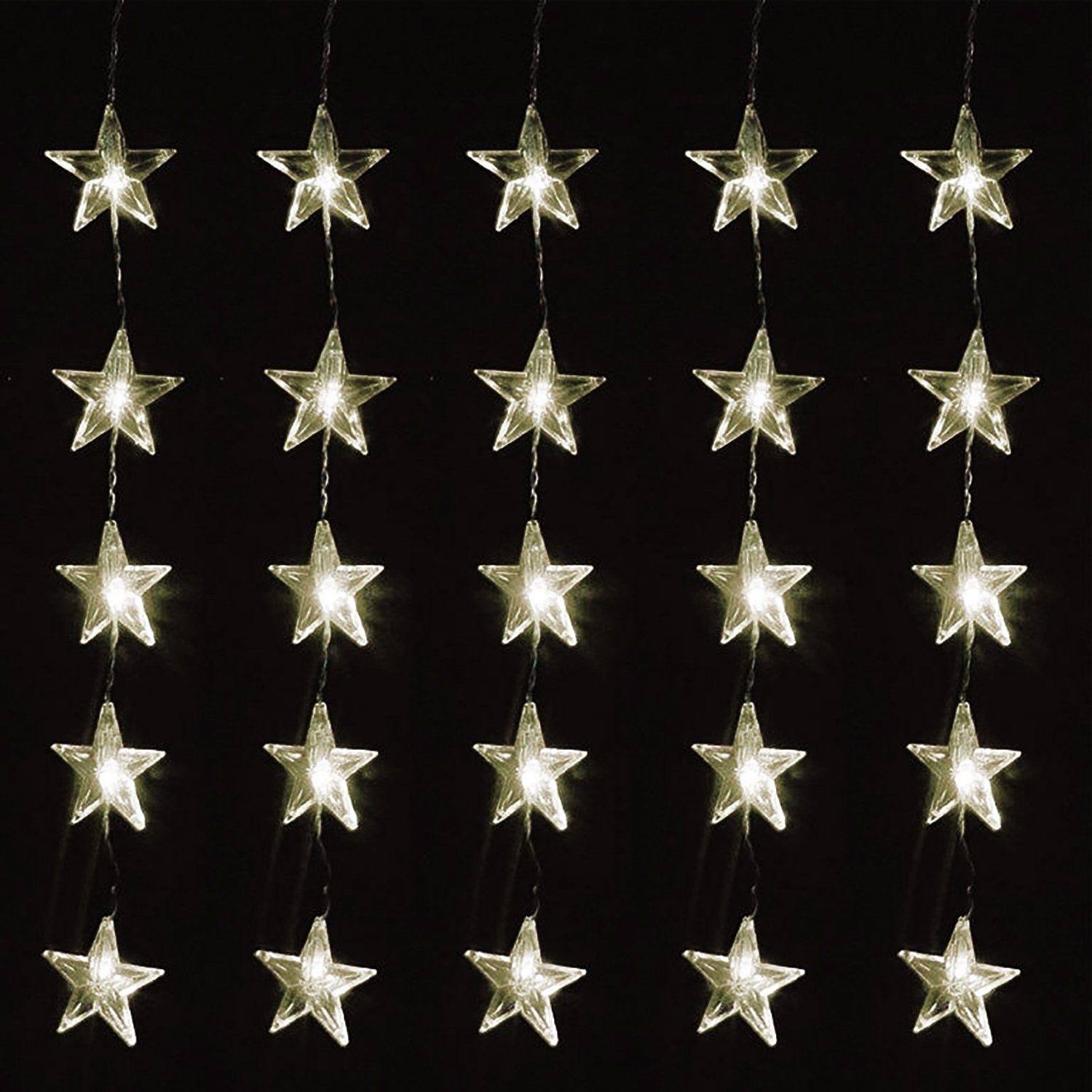 Mojawo Lichtervorhang 40er LED-Sternenvorhang Innen und Außen weiß