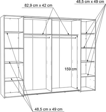 FORTE Dreh-/Schwebetürenschrank Narago, TOPSELLER zum TOP Preis! In verschiedenen Farben mit zahlreichen Einlegeböden, viel Stauraum, Made in Europe