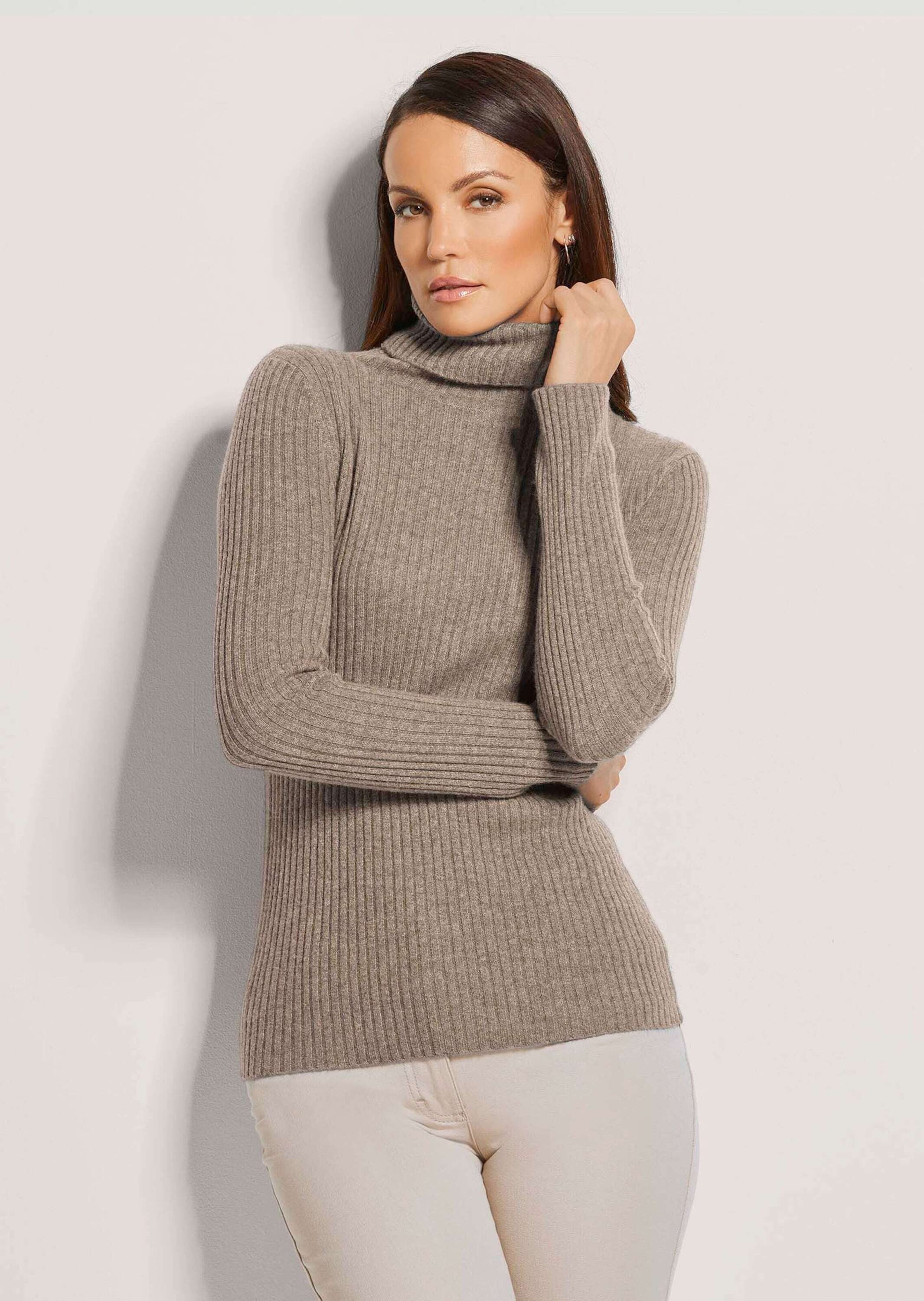 MADELEINE Strickpullover Rollkragenpullover aus Kaschmir Luxuriöser Rippstr günstig online kaufen