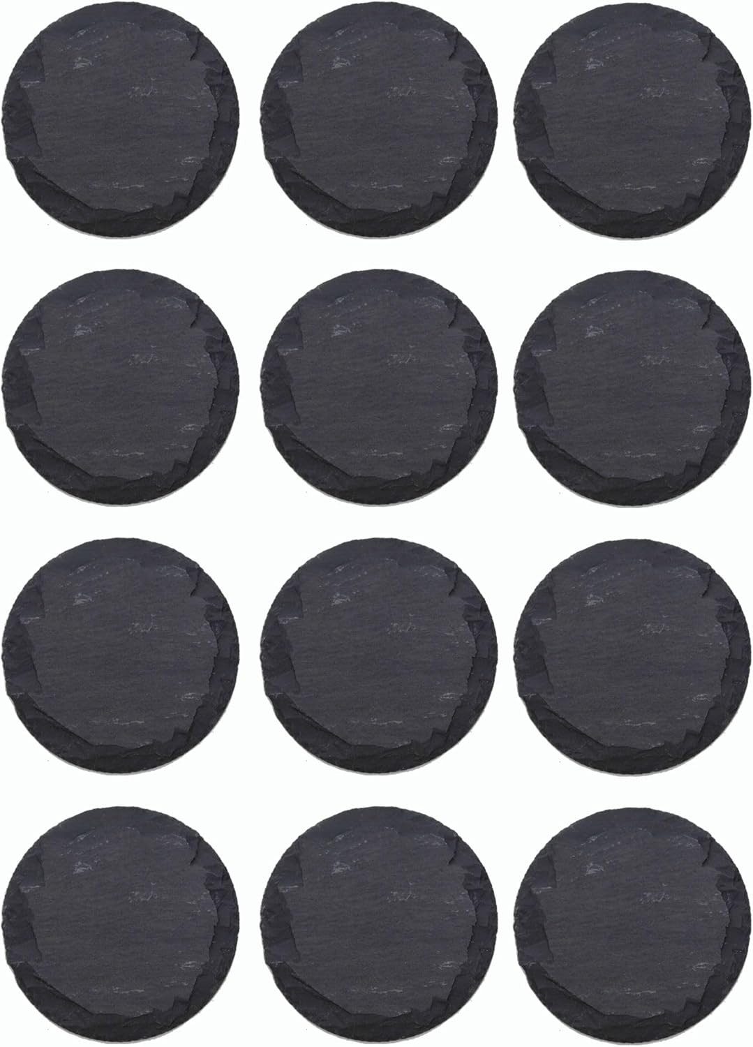 Novaliv Servierplatte 4041041692416-12xStuck, (1-tlg), 12er Set Schieferplatten 10 cm rund Kaffee Schieferuntersetzter Glas C