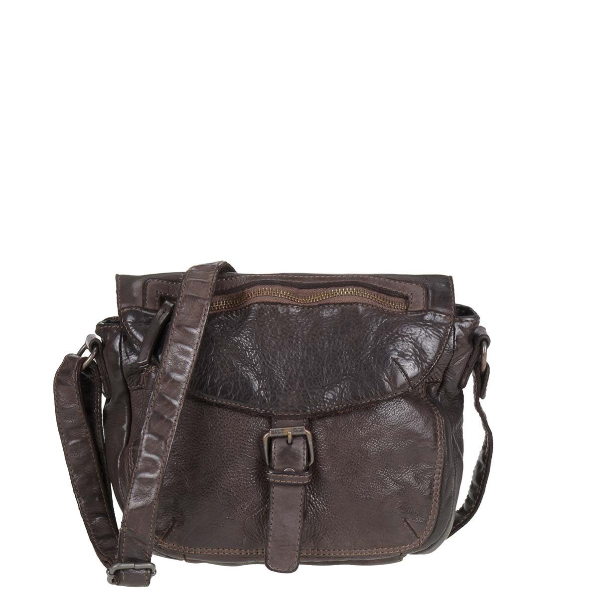Bear Design Umhängetasche "Mattea" Cow Lavato Leder, Handtasche, Schultertasche 28x21cm, knautschig weiches Leder in braun