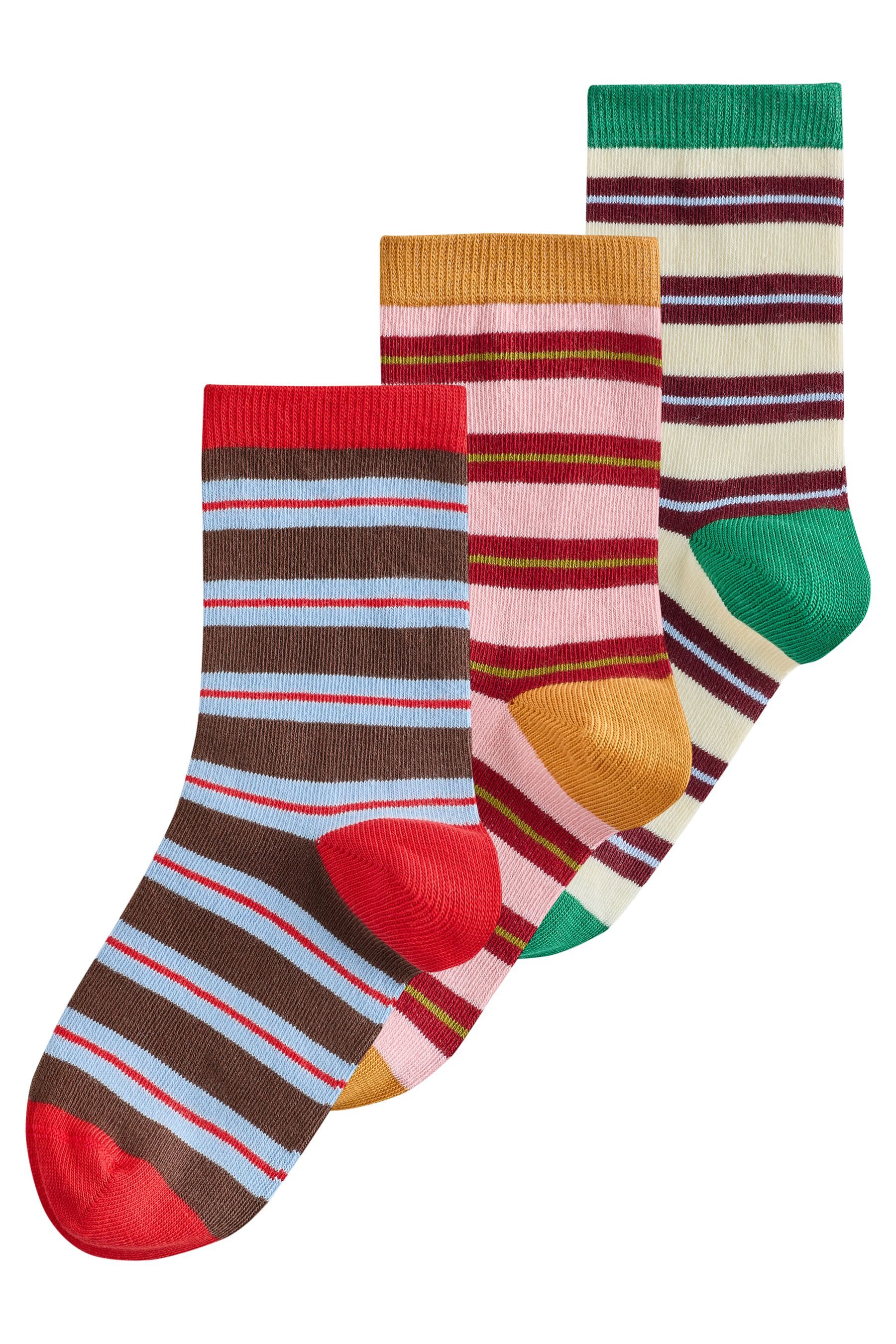 Kurzsocken Söckchen mit Streifen und Baumwolle, 3er-Pack