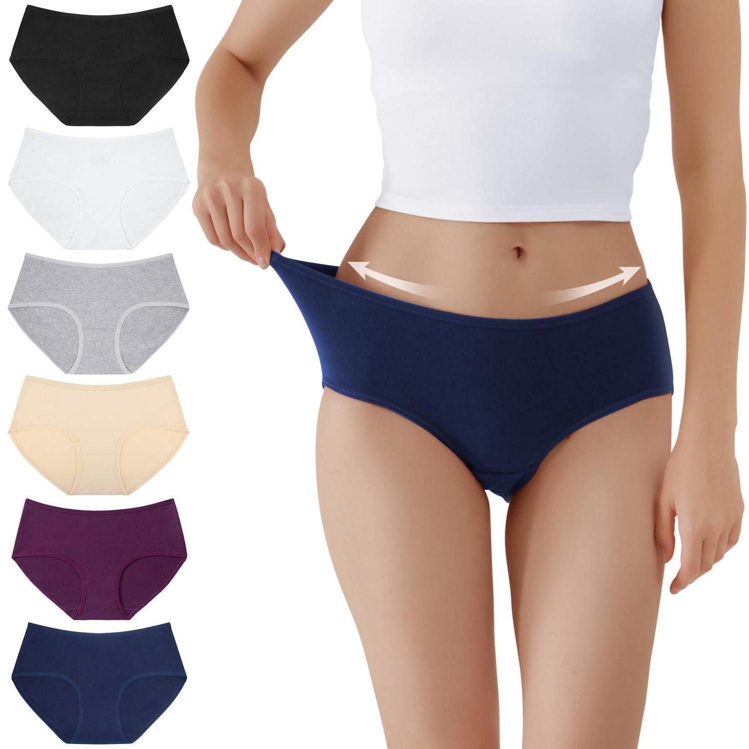 LuxusKollektion Slip Unterhosen Damen 6er Pack Slips Baumwolle M