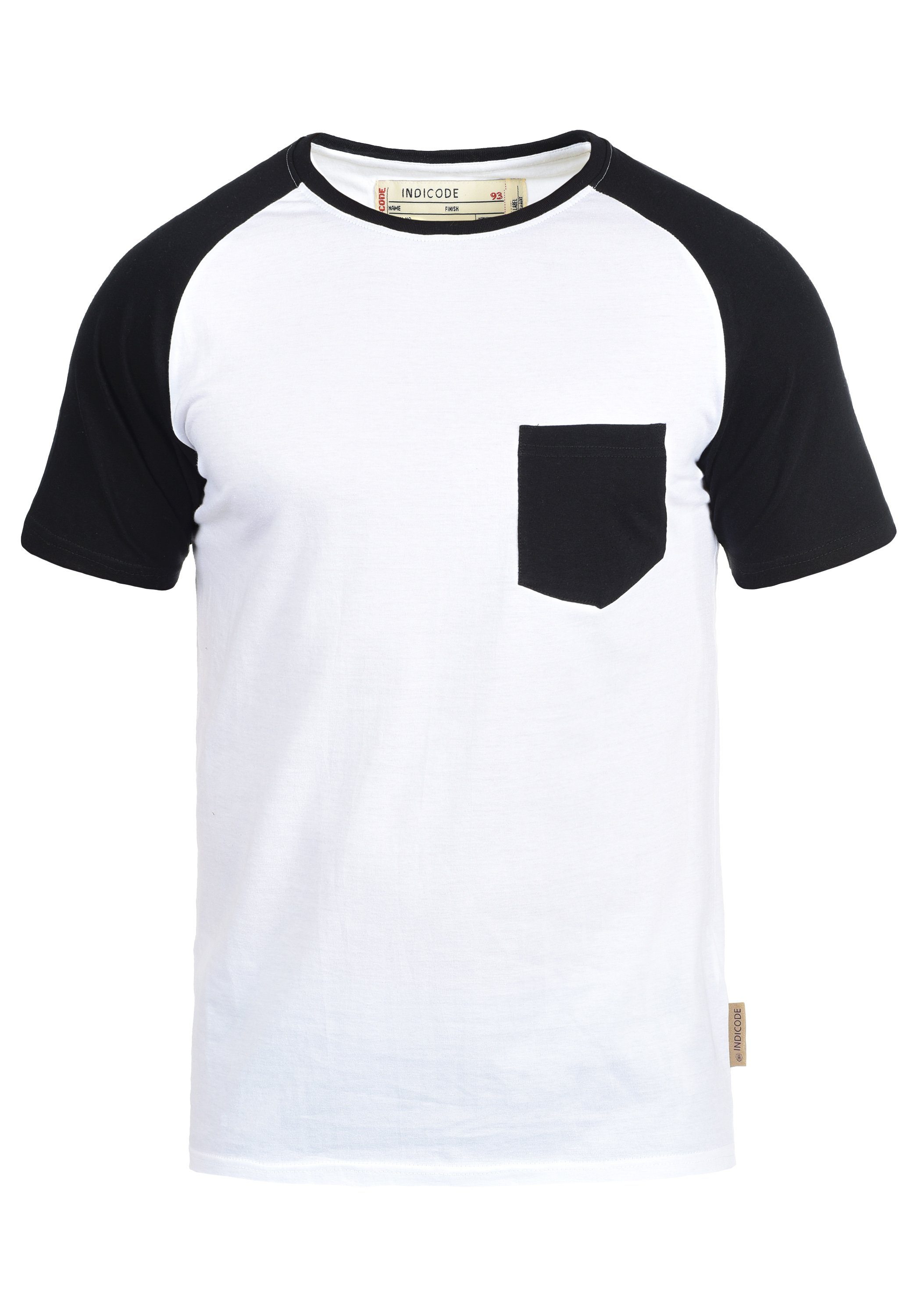 Kurzarmshirt Indicode Baseball-Look Black (9995) Rundhalsshirt IDGresham im White