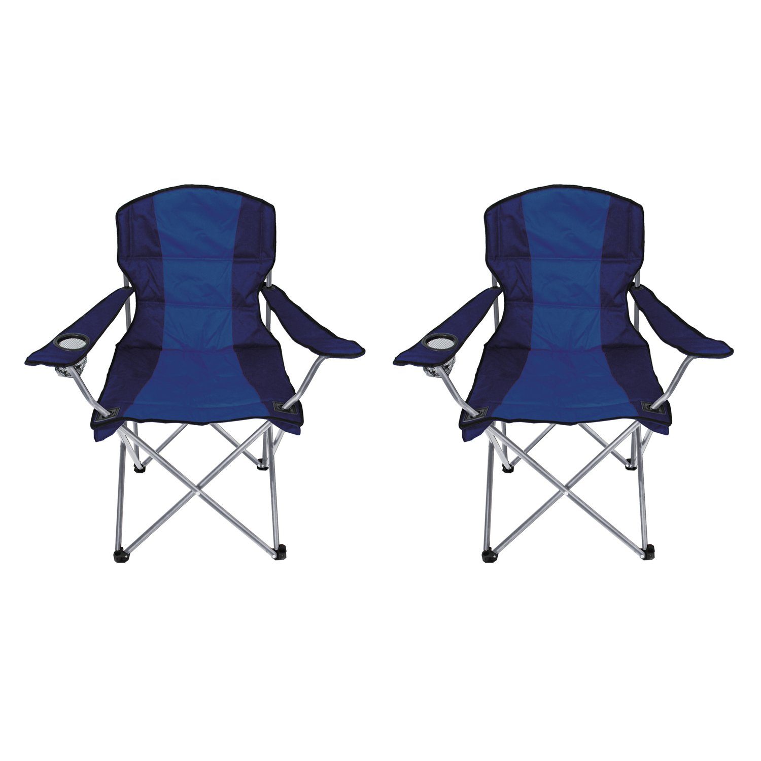 Klappstuhl 2 Stück Comfort Anglersessel Campingstuhl mit Getränkehalter und Tasche Blau