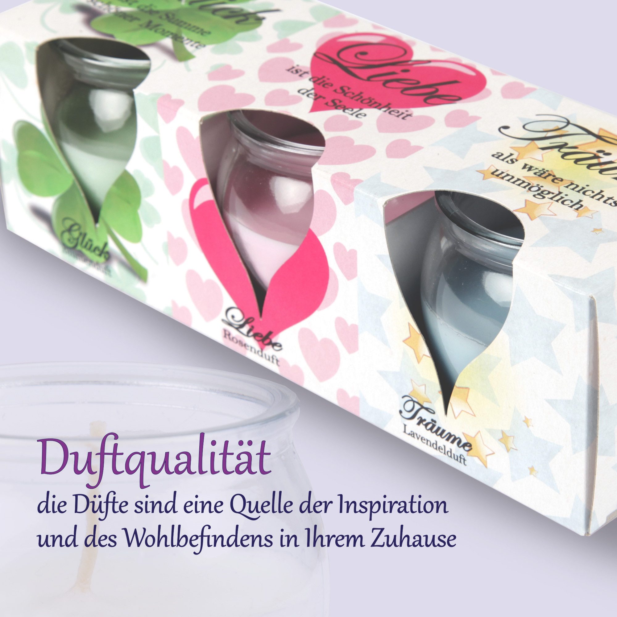 HS Candle Duftkerze Selection Duftmix im Glas (12-tlg), Romantic, Duftnote floral, Ø6x6cm, 18h, für romantische Momente – Bild 4 von 5
