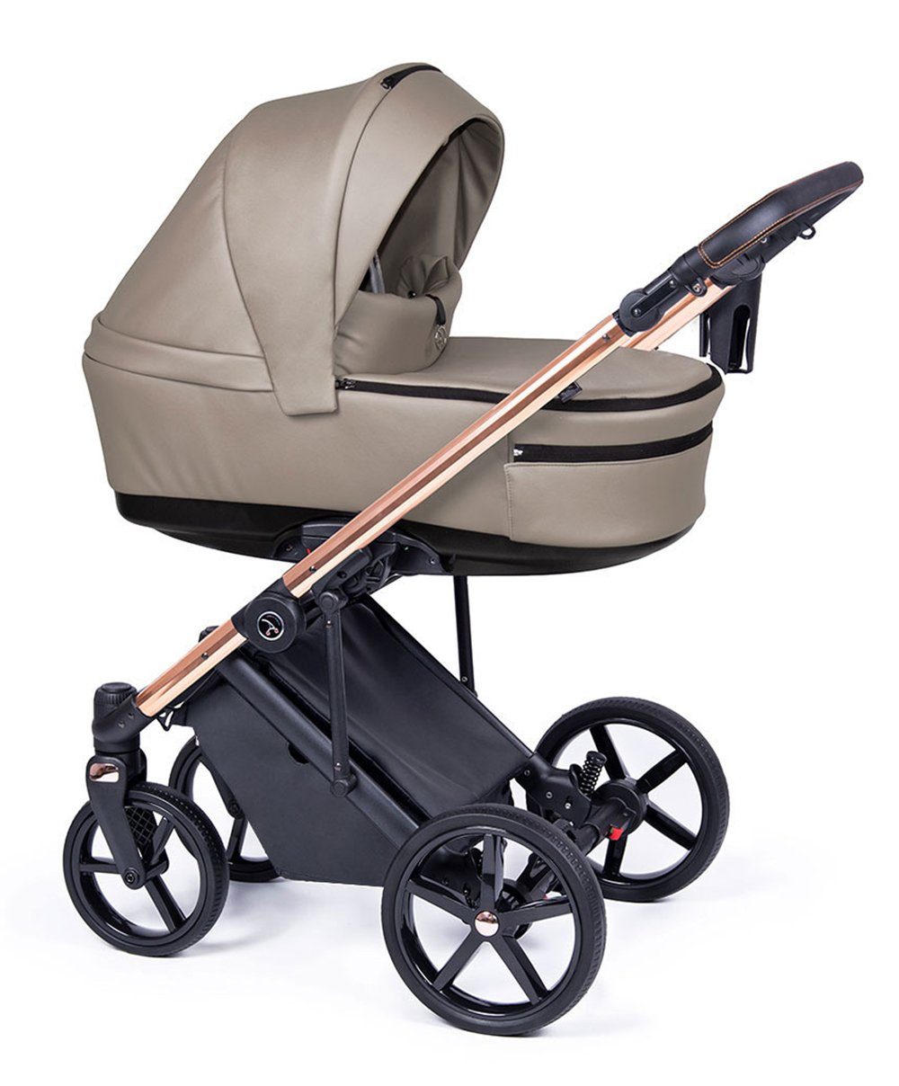 babies-on-wheels Kombi-Kinderwagen 3 in Kinderwagen-Set 15 gestell Teile Sand 21 - gold Eco in Designs - = Fado 1