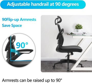 KERDOM Bürostuhl (Bürostuhl ergonomisch: Schreibtischstuhl mit verstellbarem Sitz), Bürostuhl Ergonomisch Atmungsaktiver SchreibtischstuhlmitVerstellbarer