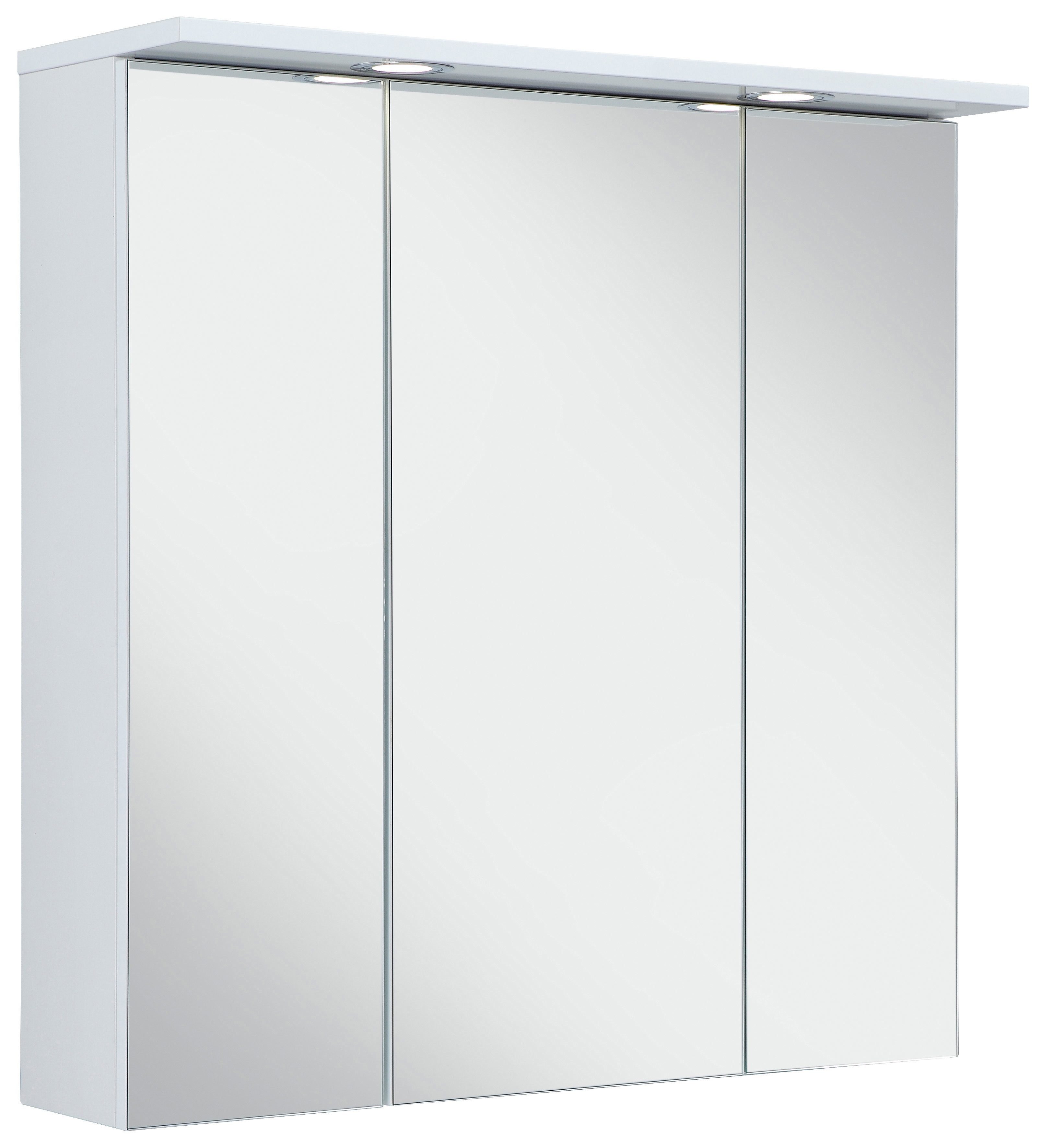 Schildmeyer Spiegelschrank SPS 700.1 Spot made in Germany Breite 70 cm, 3-türig, 2 LED-Einbaustrahler, Schalter-/Steckdosenbox
