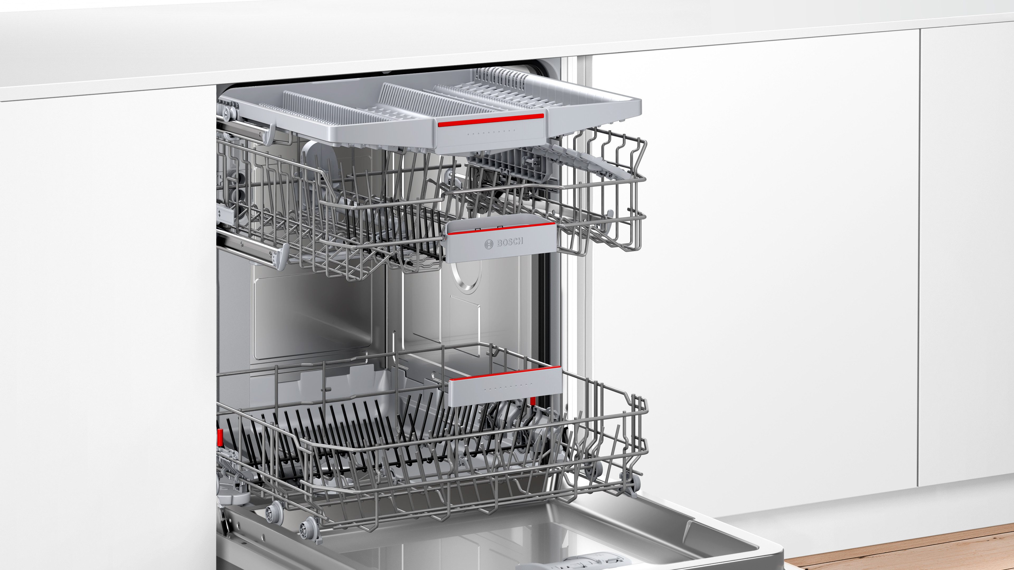 BOSCH Unterbaugeschirrspüler Serie 4 SMU4EVS08E, 14 Maßgedecke, Automatische Türöffnung für Effizienz, flexible Körbe &Schubladen