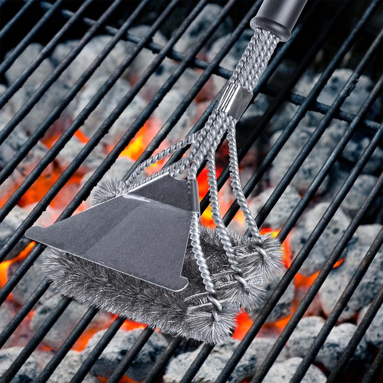 Dimono Grillbürste 360° Grillbürste aus Edelstahl – Hochwertiges BBQ Reinigungswerkzeug, Bürste, Profi, BBQ, (aus Edelstahl), mit Tasche – Bild 5 von 5