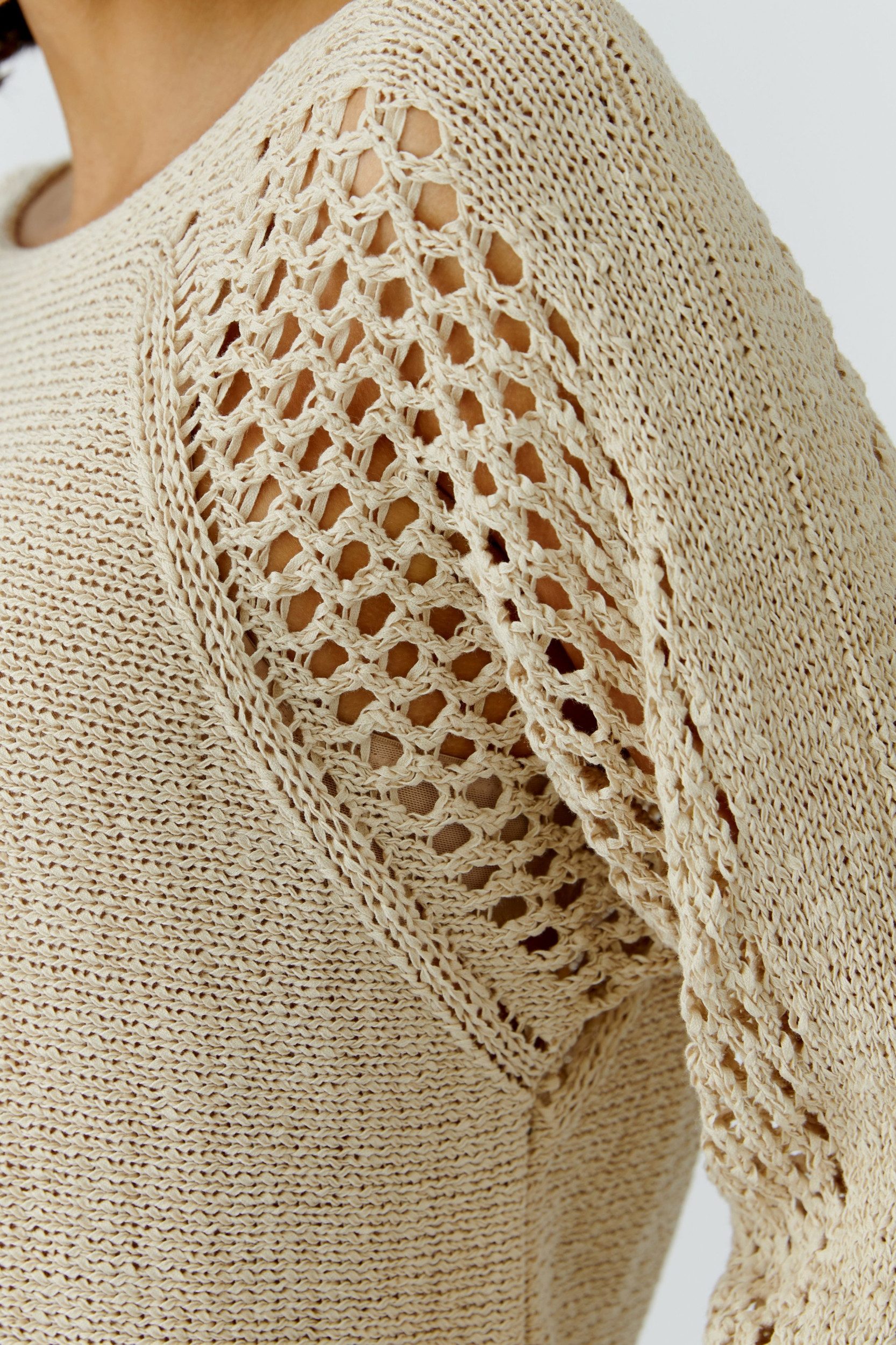 Oui Wollpullover Pullover biscuit
