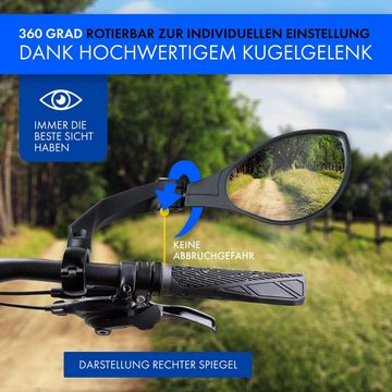 XiRRiX Fahrradspiegel, Fahrrad Spiegel, Rückspiegel für Fahrrad E-Bike, e Bike Zubehör, schlagfestes Glas - für Lenker links