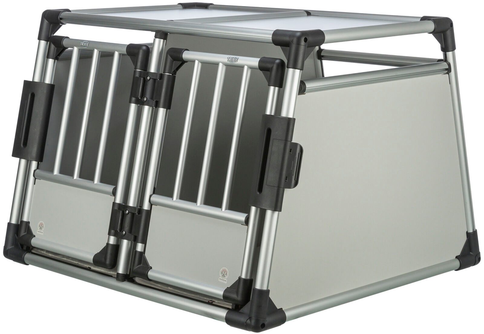 TRIXIE Tiertransportbox Doppel-Transportbox, Aluminium - silber/hellgrau - 93 × 64 × 83 cm