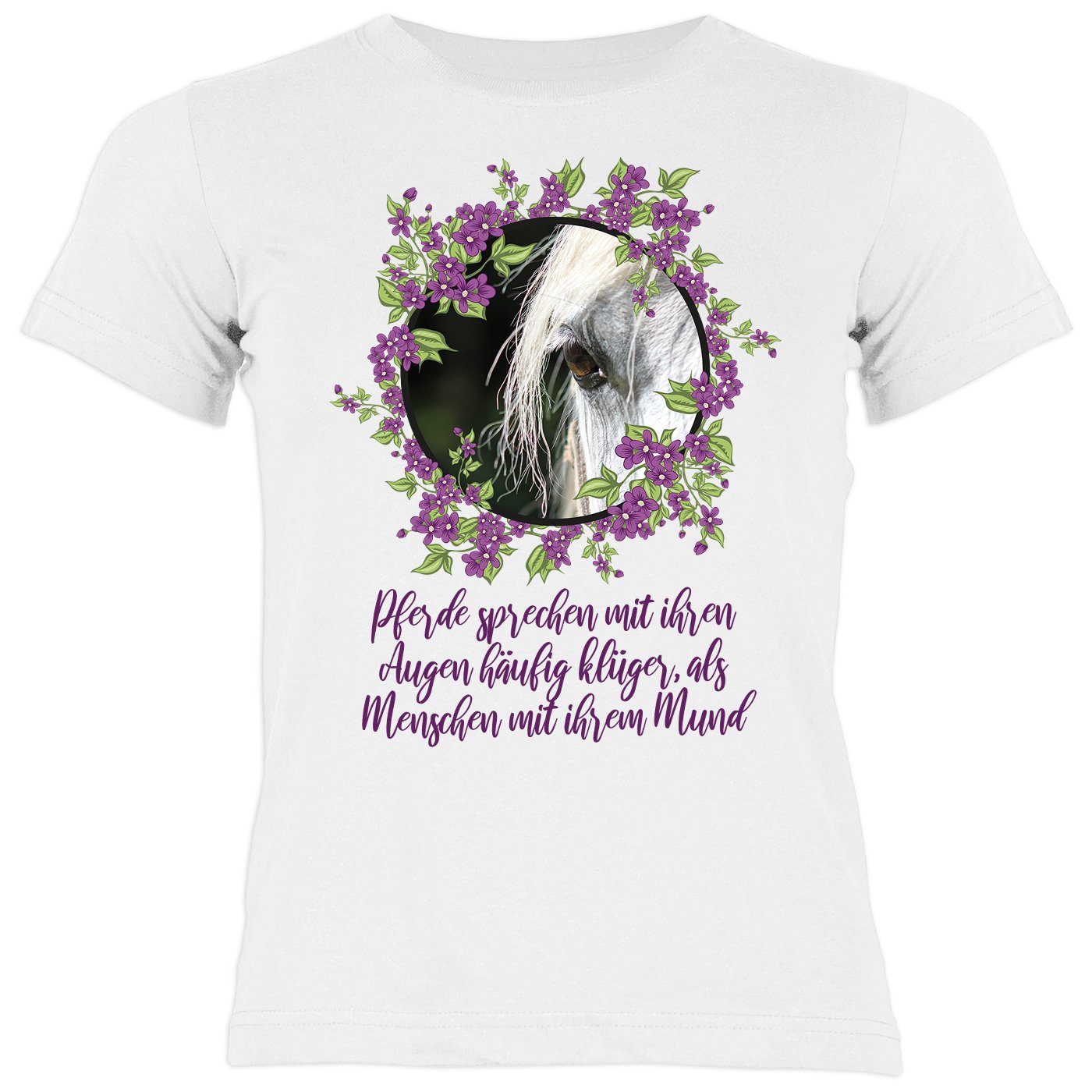 Tini - Shirts T-Shirt Mädchen Pferde Shirt Kinder Pferde Sprüche : Pferde sprechen - Augen