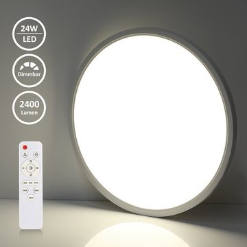 LETGOSPT Deckenleuchte 24W Deckenlampe, RGB Hintergrundbeleuchtung mit Fernbedienung Dimmbar, LED fest integriert, RGB, warmweiß, naturweiß, tageslichtweiß, RGB Flach Rund Deckenbeleuchtung, für Schlafzimmer Küche Wohnzimmer