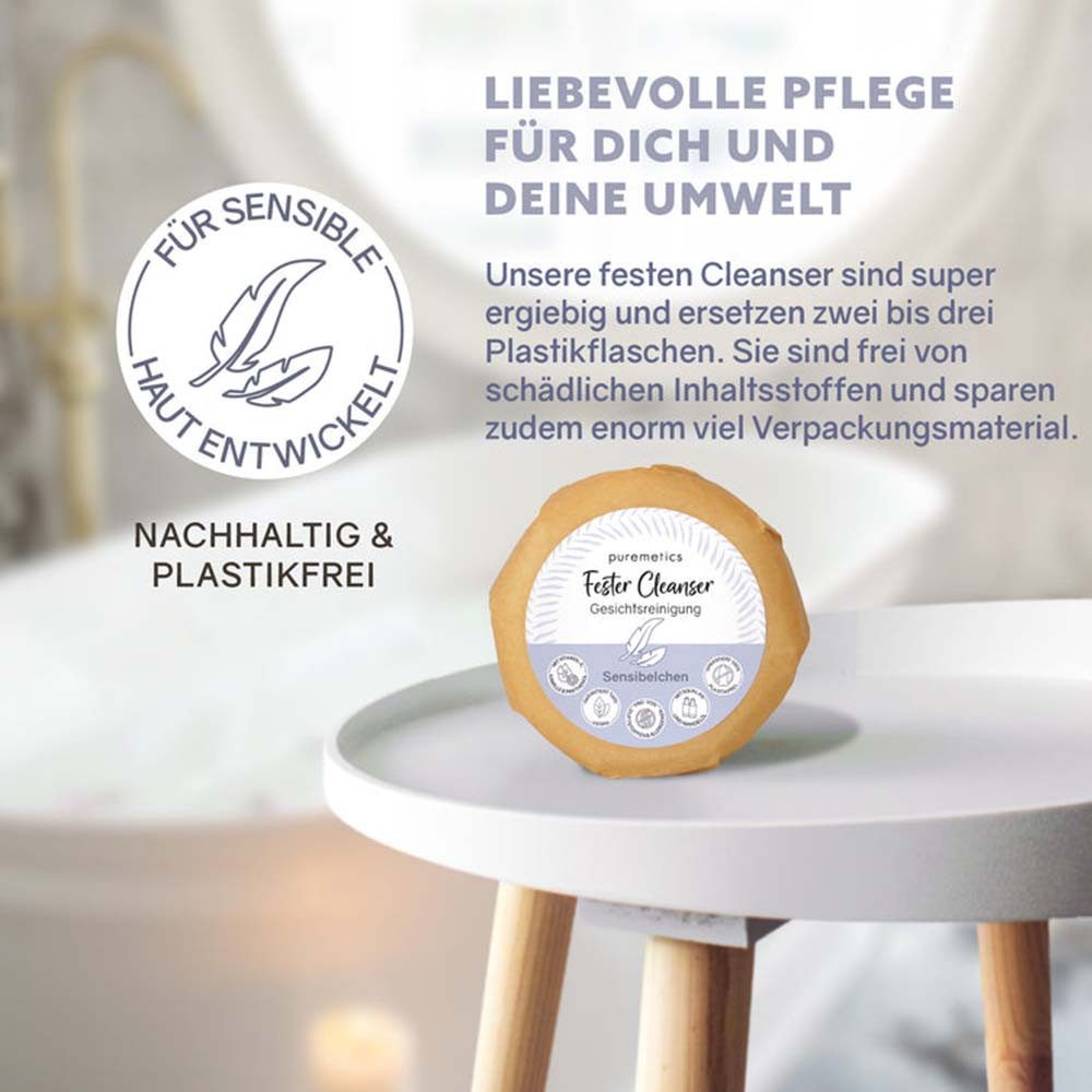 puremetics Haarseife Fester Cleanser Gesichtsreinigung - Sensibelchen 60g