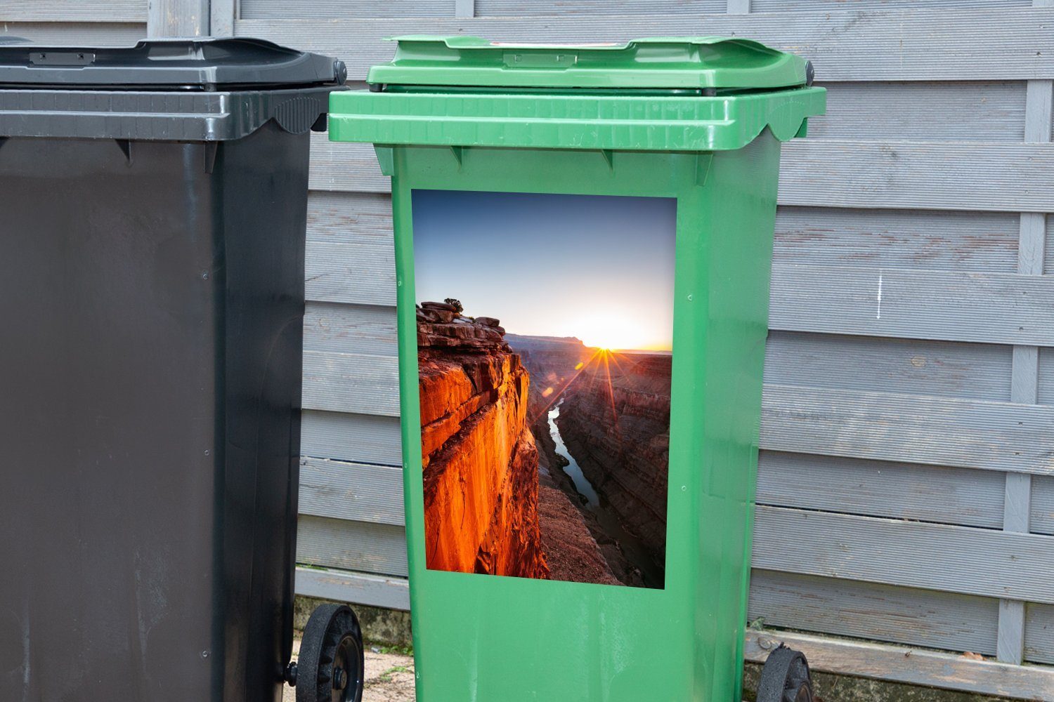 Wandsticker Abfalbehälter (1 Canyon Mülleimer-aufkleber, MuchoWow Mülltonne, Grand Sticker, Container, Sonnenaufgang bei St),