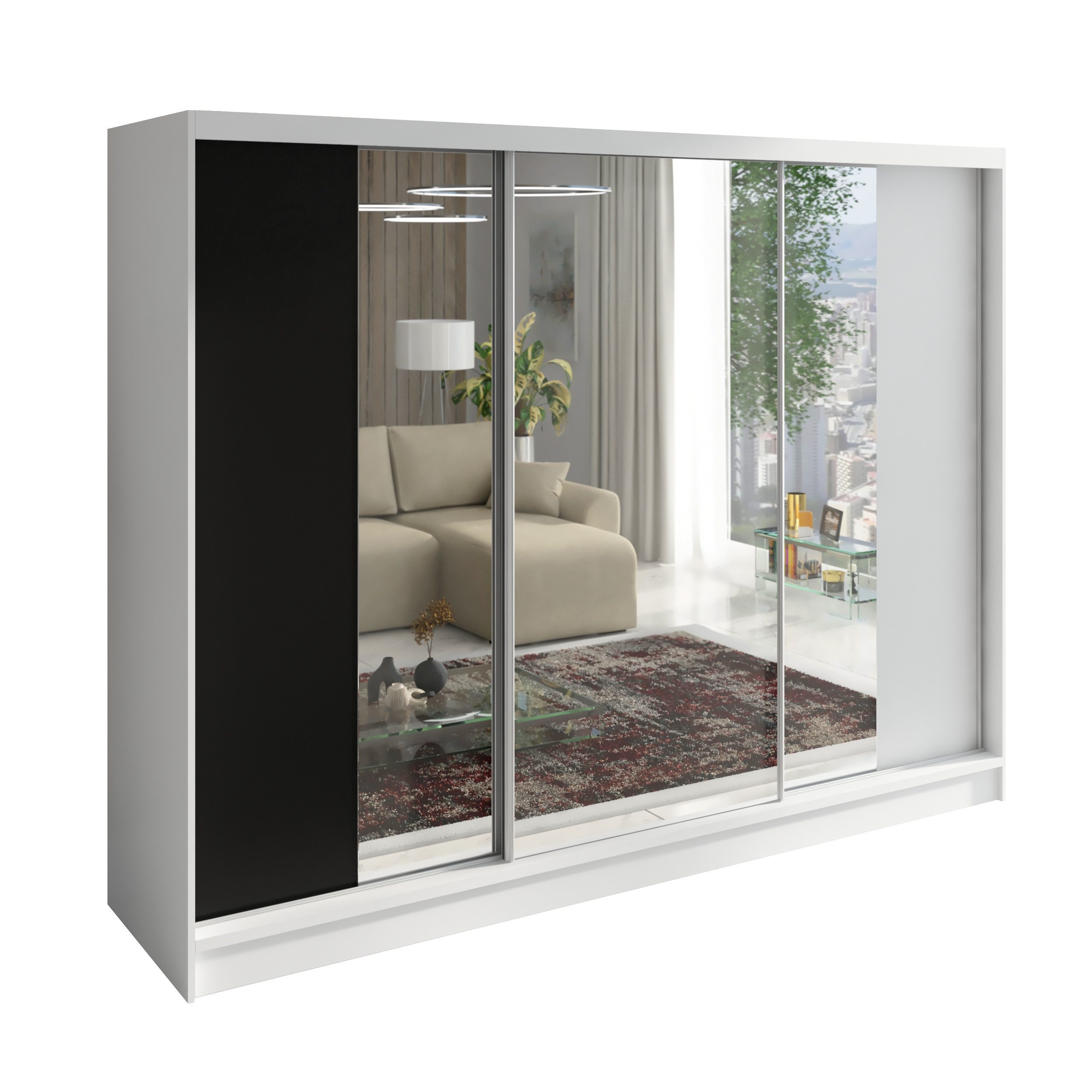 A&J MöbelLand GmbH Schiebetürenschrank VIDA 200 cm 3-türig Schrank mit Schubladen und Spiegel (TOP ANGEBOT! Geräumiger Schrank mit einer Breite von 200 cm und Spiegel, ideal zur Aufbewahrung von Kleidung und Accessoires. 3 Schubladen und viel Stauraum. TOP PRODUKT! Wählen Sie das ideale Modell für Ihr Schlafzimmer!, Inclusive 3 Schubladen) Breite: 200 cm, Höhe: 215 cm, Tiefe: 59,5 cm