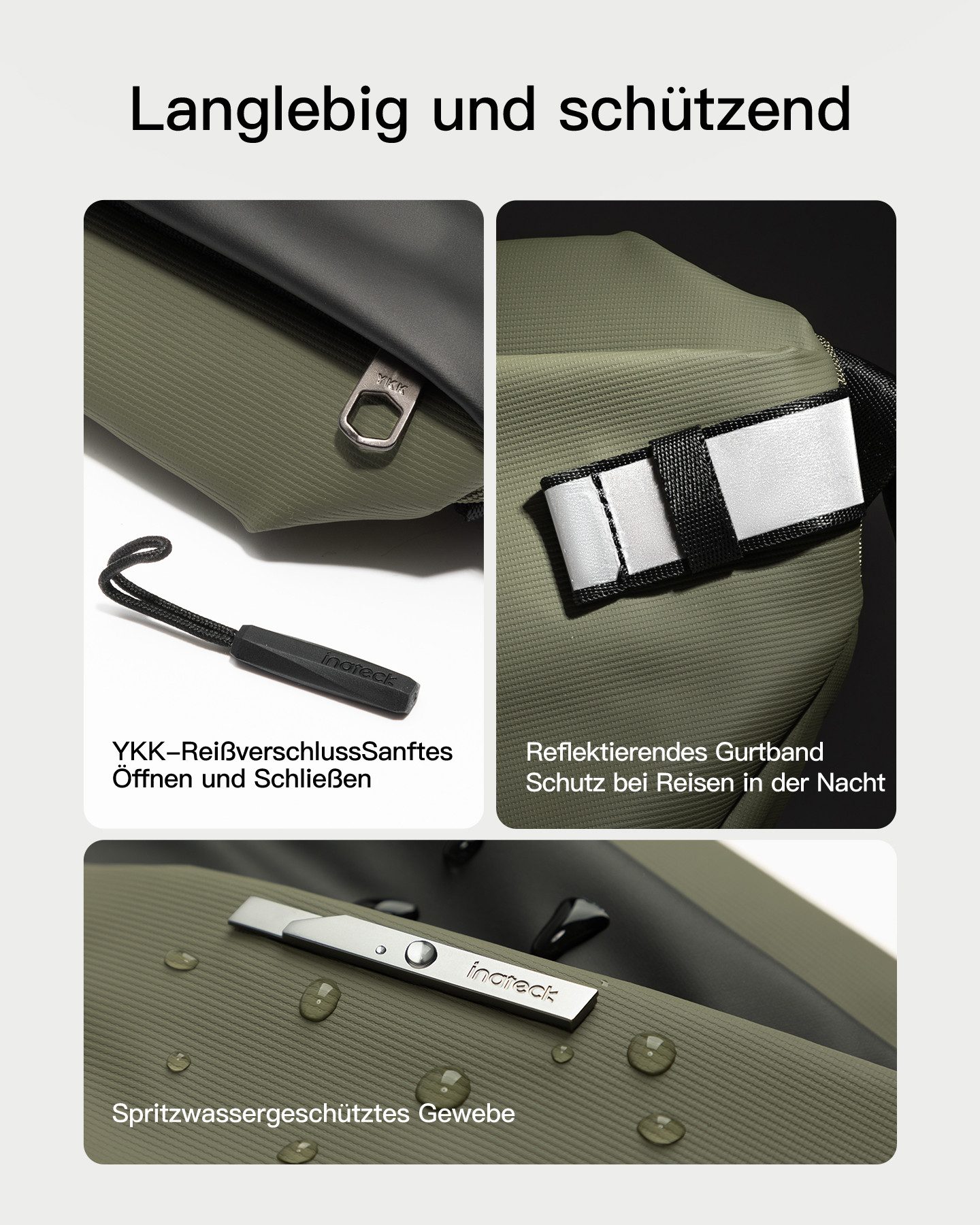 Inateck Gürteltasche 3,8 L Umhängetasche, Leichte Schultertasche Bauchtasche Crossbody Bag