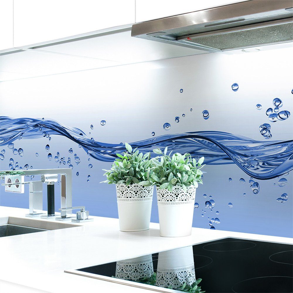 DRUCK-EXPERT Küchenrückwand Küchenrückwand Wasser Welle Premium Hart-PVC 0,4 mm selbstklebend