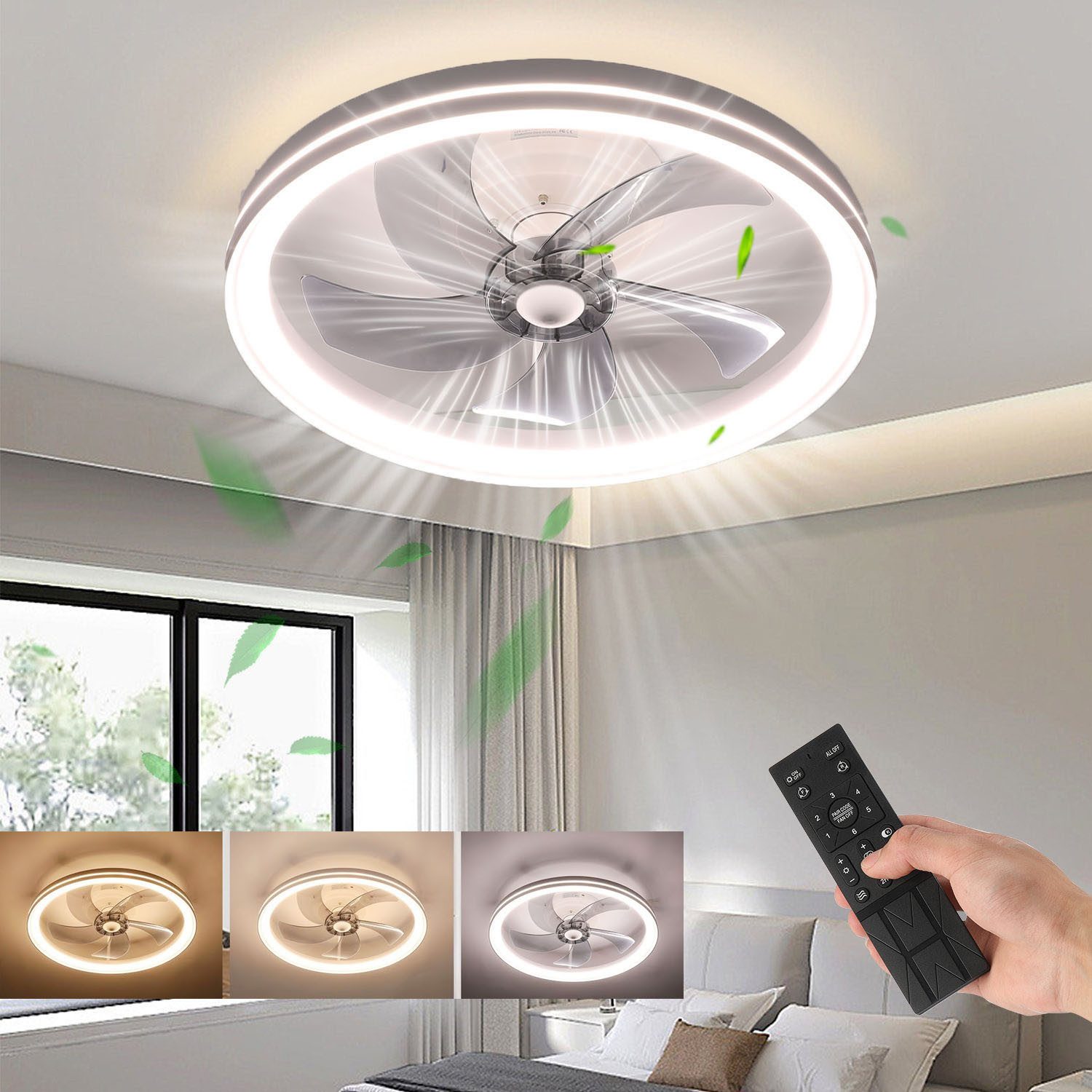 LETGOSPT Deckenleuchte Deckenventilator mit Lampe, 50W günstig online kaufen