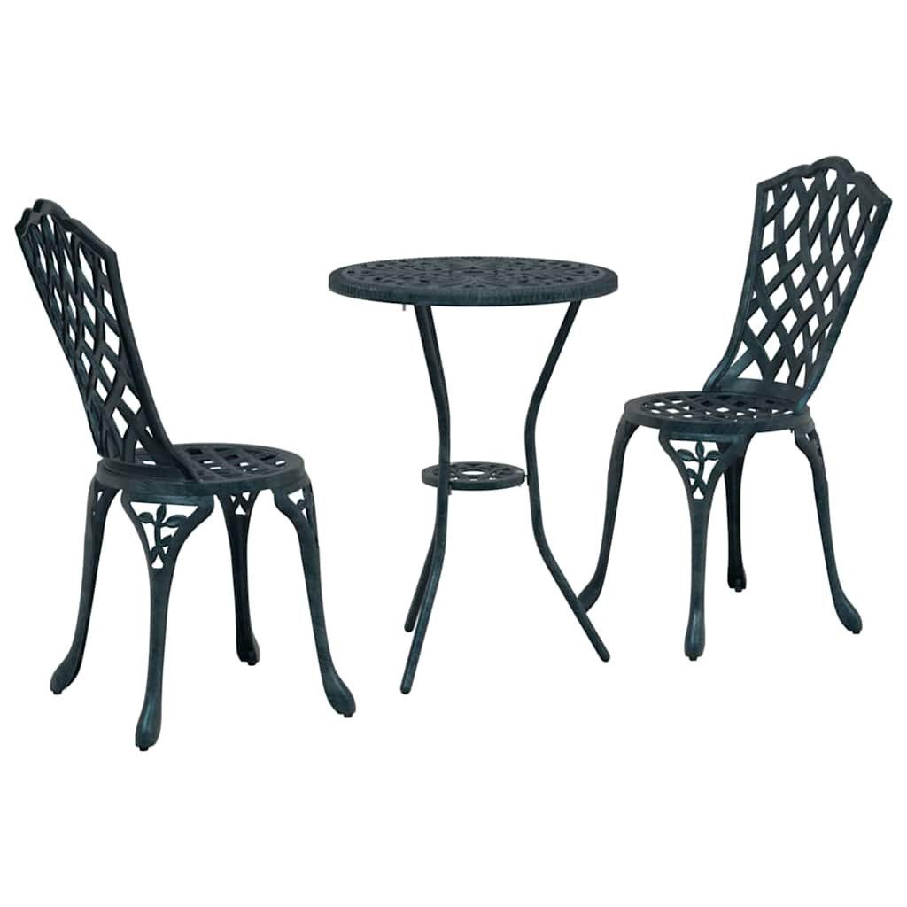vidaXL Gartenlounge-Set Garten Bistro Set 3 pcs Grün Aluminium, (3-tlg)