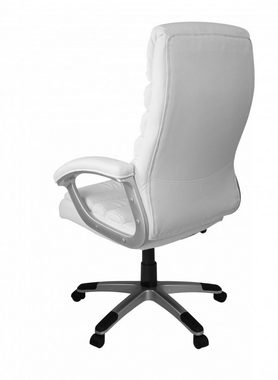 Amstyle Chefsessel SPM1.184 (Kunstleder Weiß, Bürostuhl XXL 120 kg Modern), Schreibtischstuhl Drehbar, Drehstuhl mit Armlehne