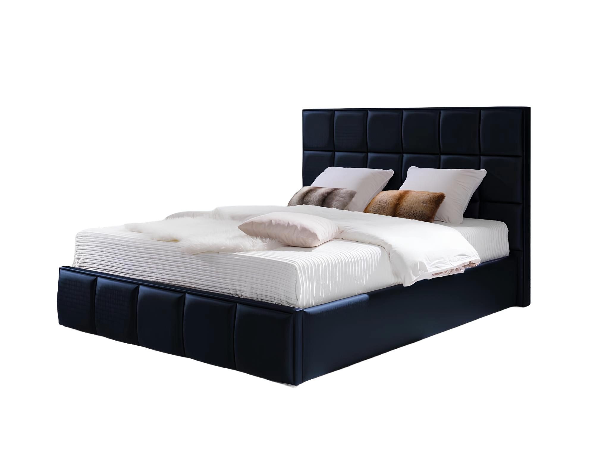 Bett Neues Luxus-Doppelbett mit schwarzem Polsterdesign