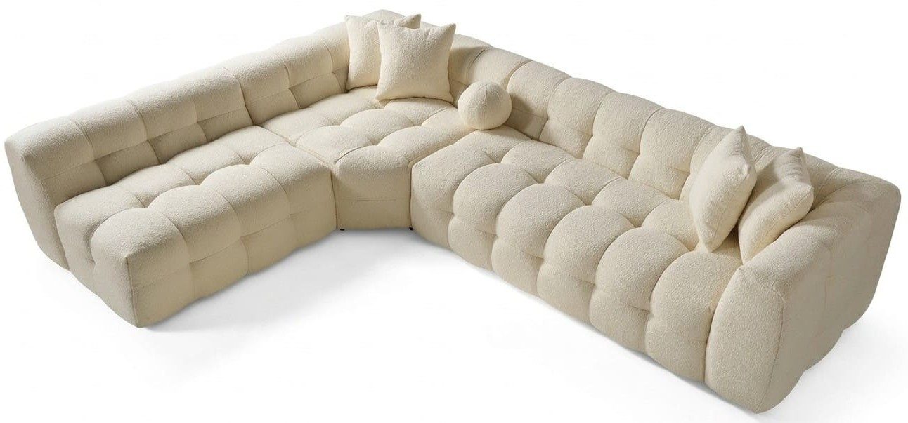 Xlmoebel Ecksofa Ecksofa L Form Beige Modern Wohnzimmer geräumig komfortabel, 3 Teile