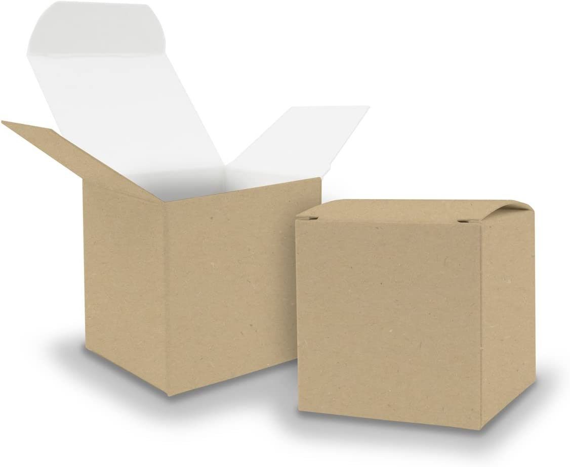 Würfelbox itenga itenga 6,5x6,5cm braun weiß außen Gastgesc KraftKarton Geschenkpapier innen