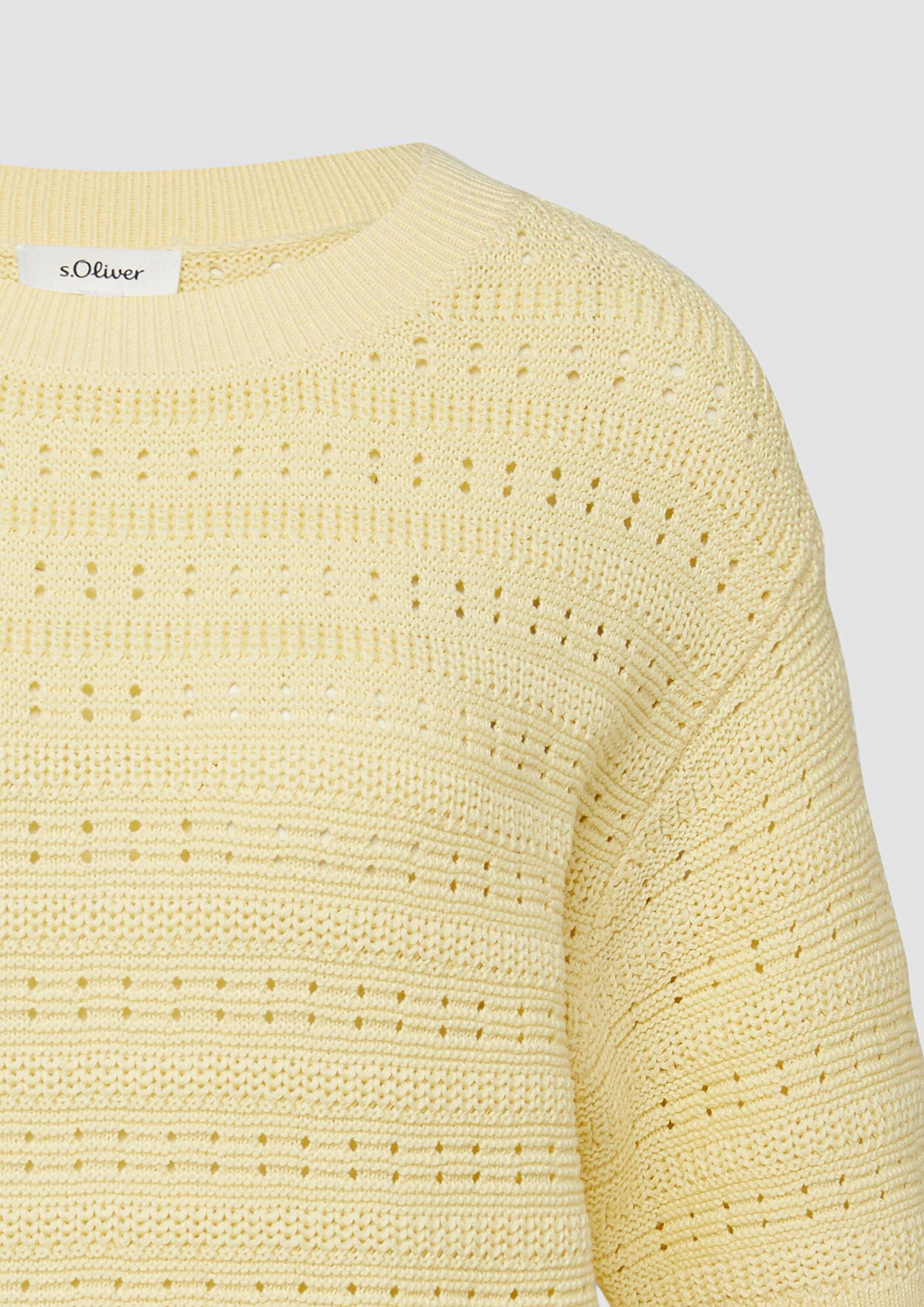 s.Oliver Kurzarmpullover Strickpullover Ajour-Pullover mit Halbarm